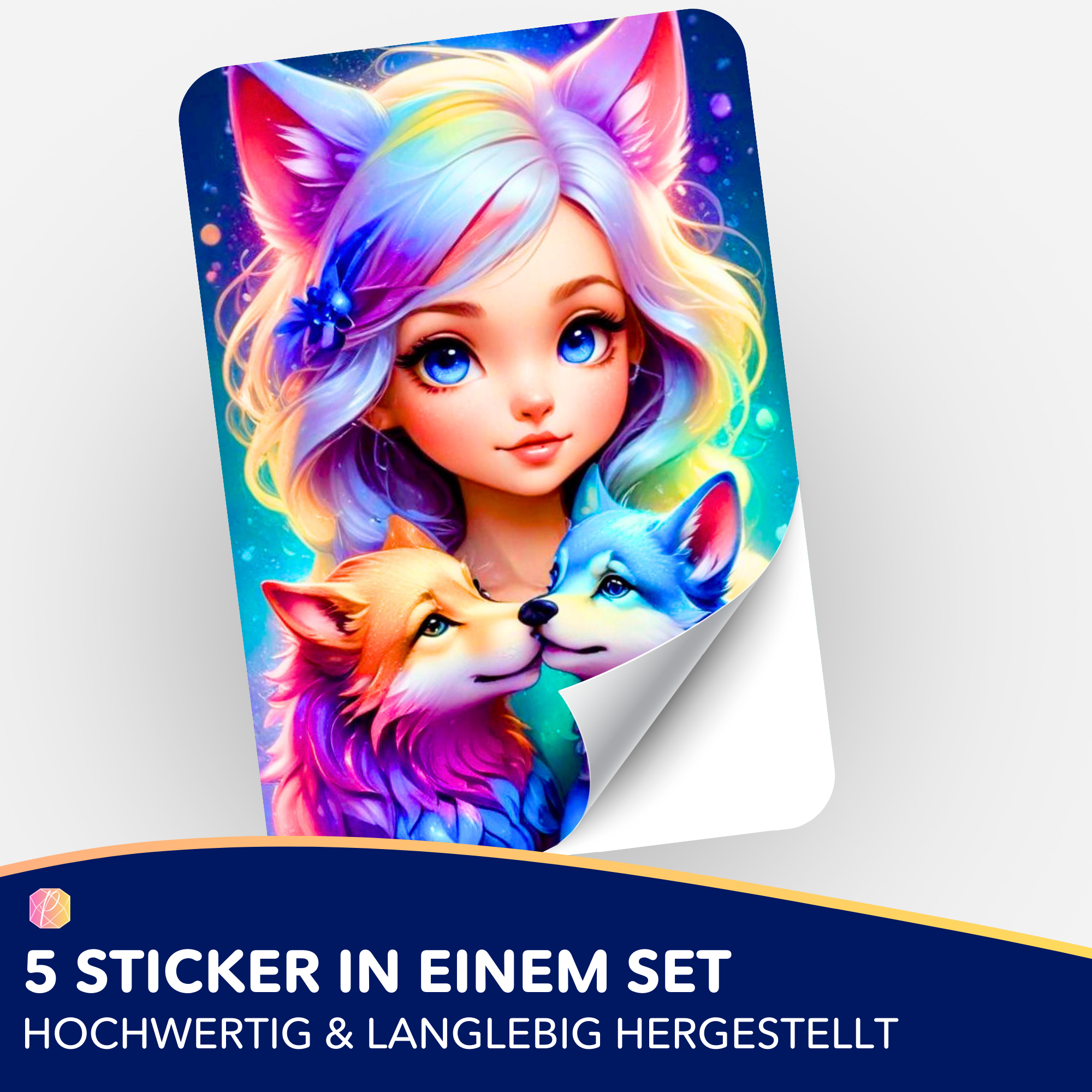 5er-Set Sticker Wolfmädchen Finja für Diamond Painting Zubehör zur optimalen Ordnung im kreativen Hobby