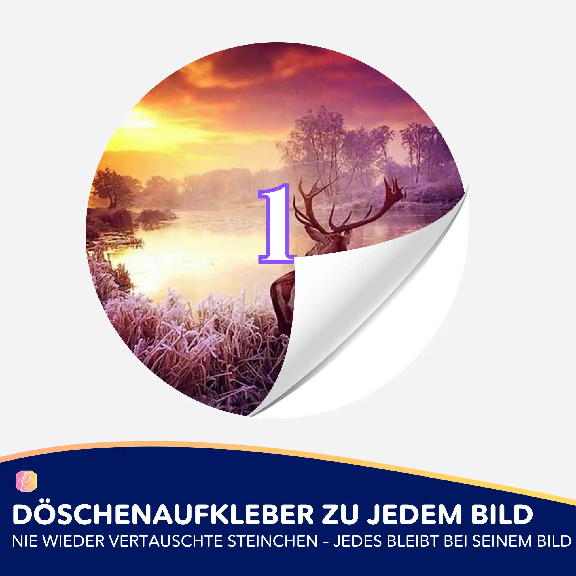 Döschenaufkleber - Hirsch im Sonnenaufgang