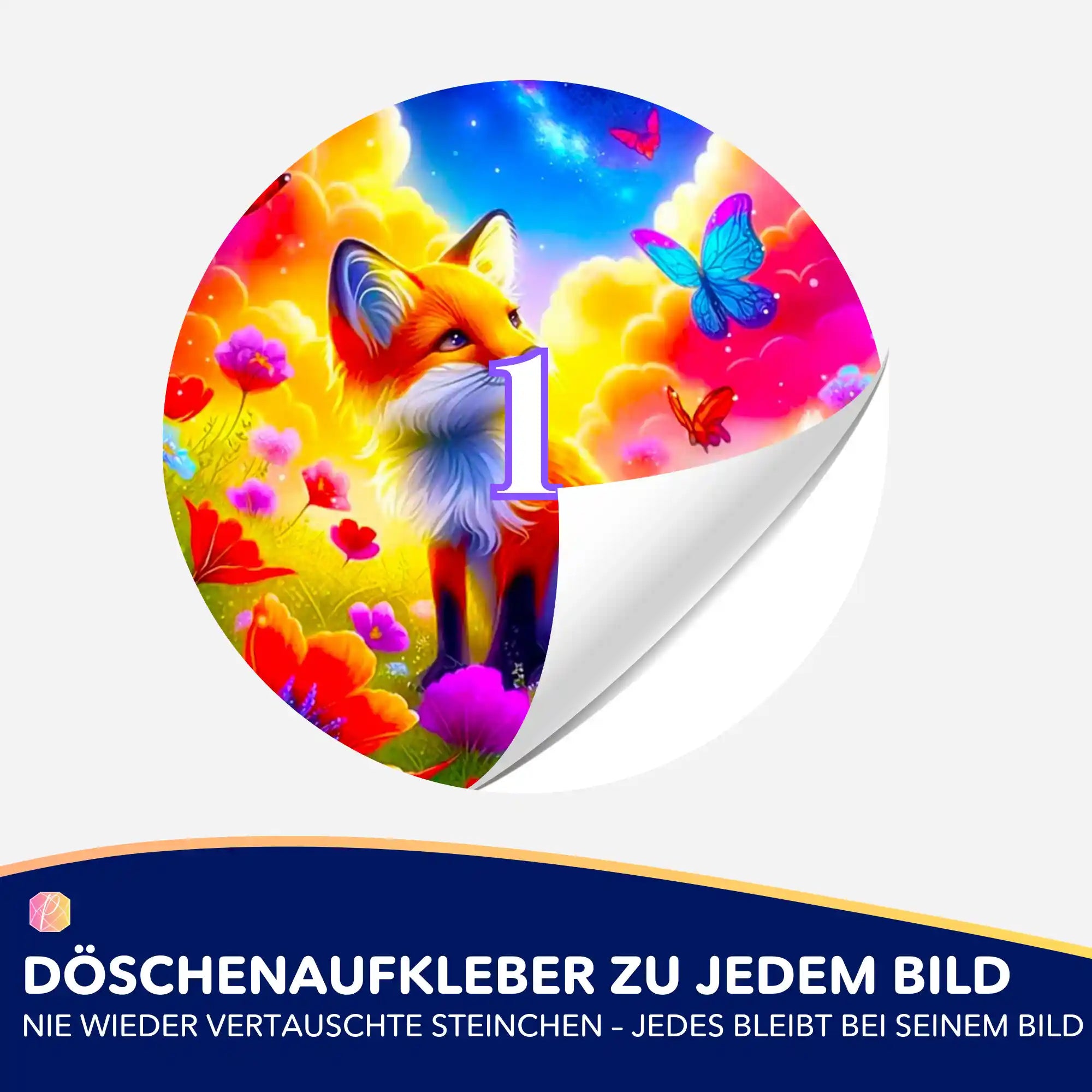 Döschenaufkleber - Der kleine Fuchs im Zauberland