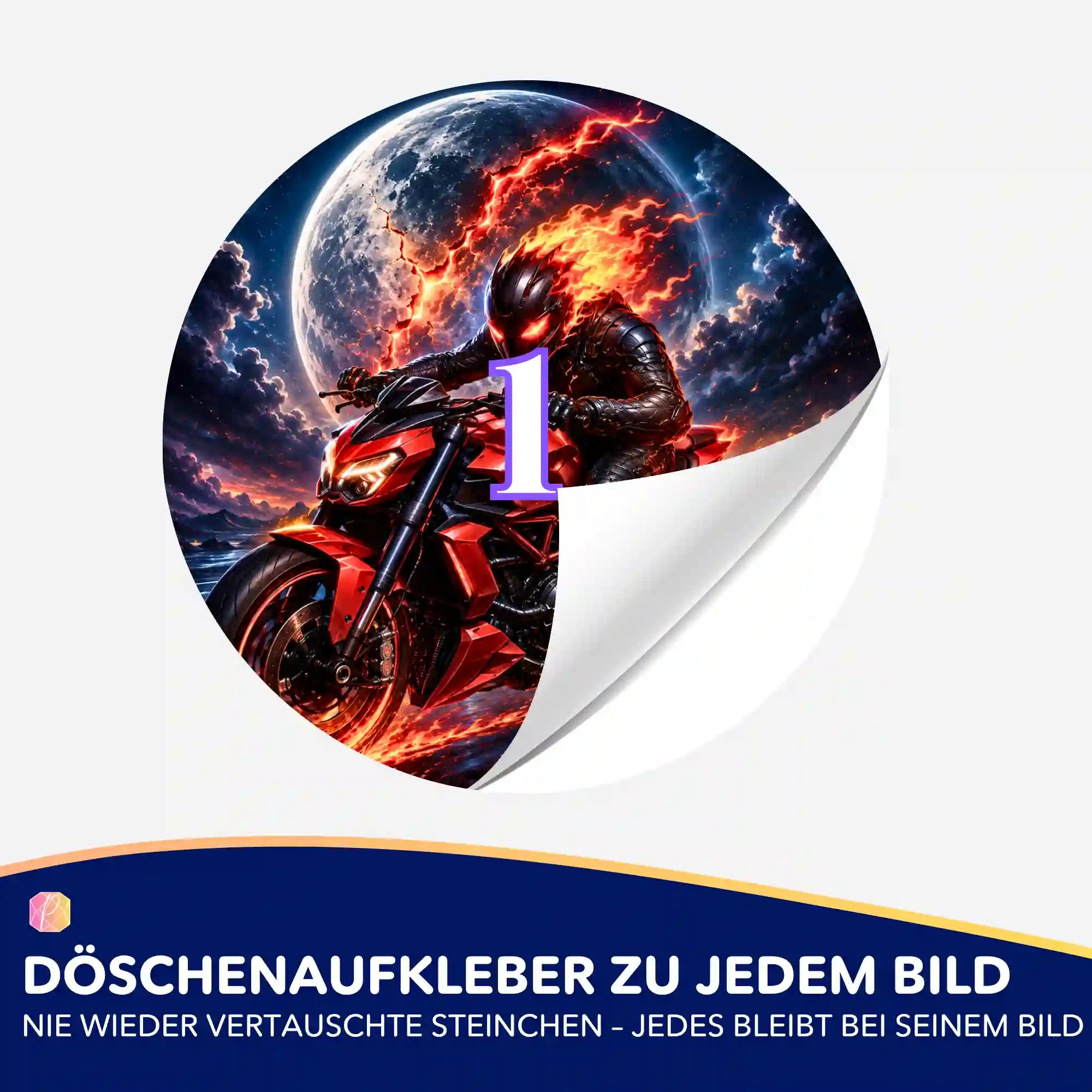 Runder Döschenaufkleber mit Grenzgänger Motiv für Diamond Painting Zubehör zur Sortierung der Diamanten.