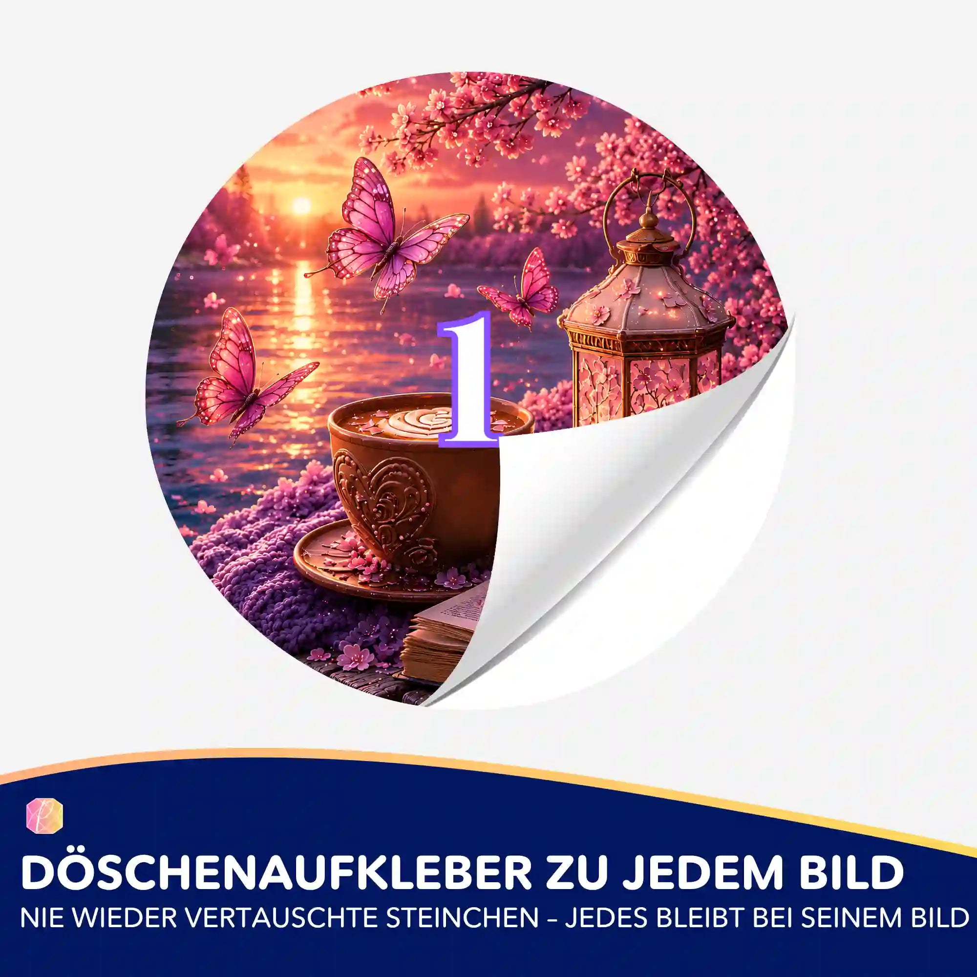 Döschenaufkleber mit Nummer 1 für Diamond Painting Zubehör zur optimalen Sortierung von Steinchen bei kreativen DIY-Sets