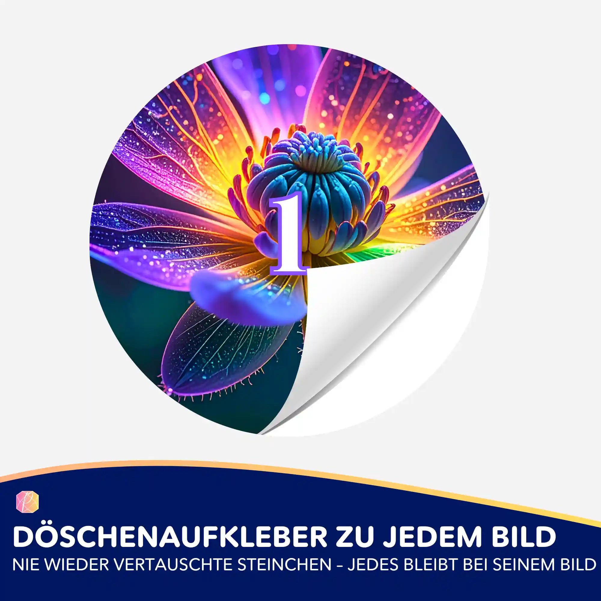 Bunter Blumen Döschenaufkleber mit Nummer 1 für Diamond Painting Zubehör zur Ordnung der Steine