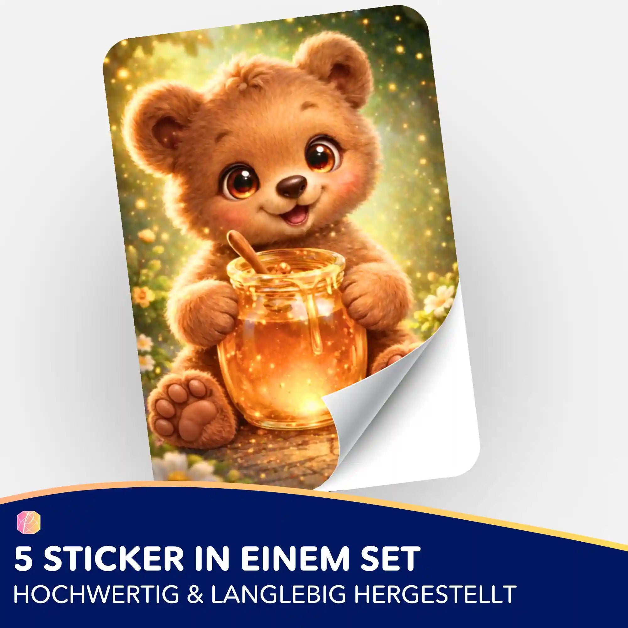 Süßer Teddybär-Sticker für Diamond Painting Organisation – 5er-Set als Zubehör für Malen nach Zahlen Fans