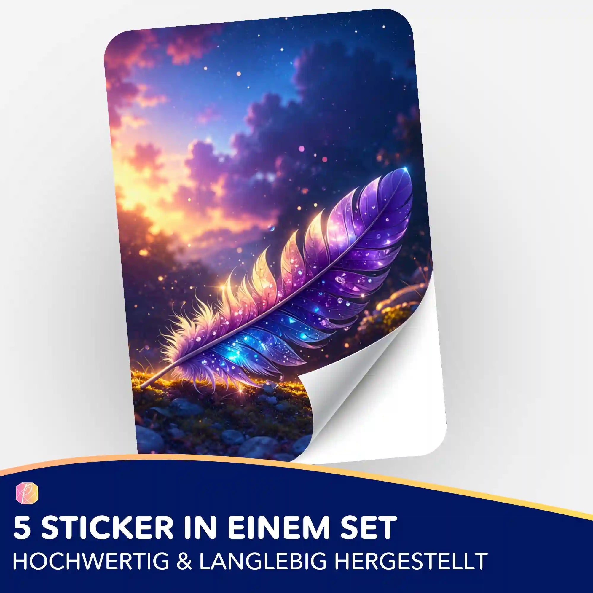 5-teiliges Aufkleber-Set Feder im Sternenlicht für Diamond Painting Zubehör und Organisation