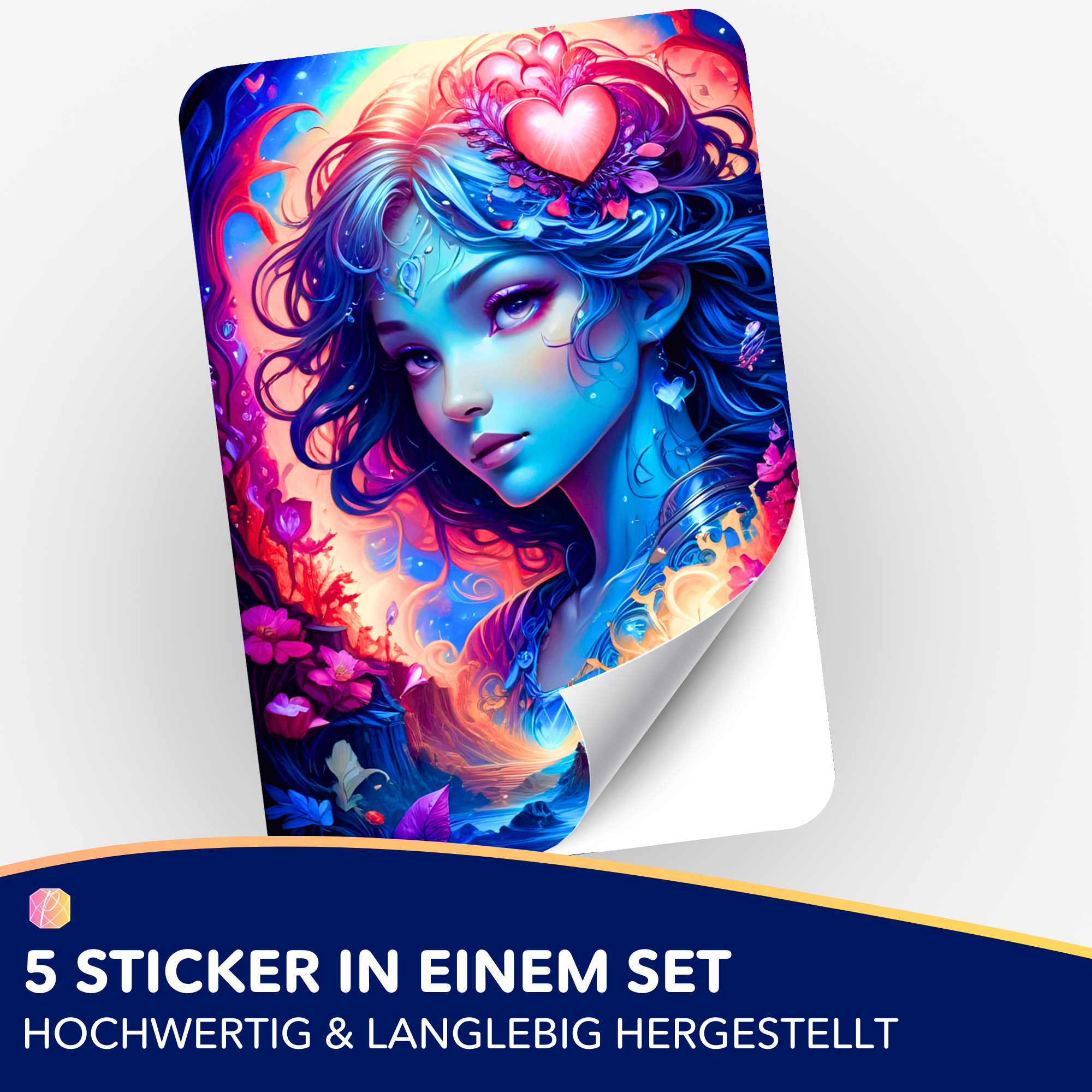 Mystic Girl Aufkleber 5er-Set zur Dekoration von Diamond Painting Projekten und Malen nach Zahlen Zubehör
