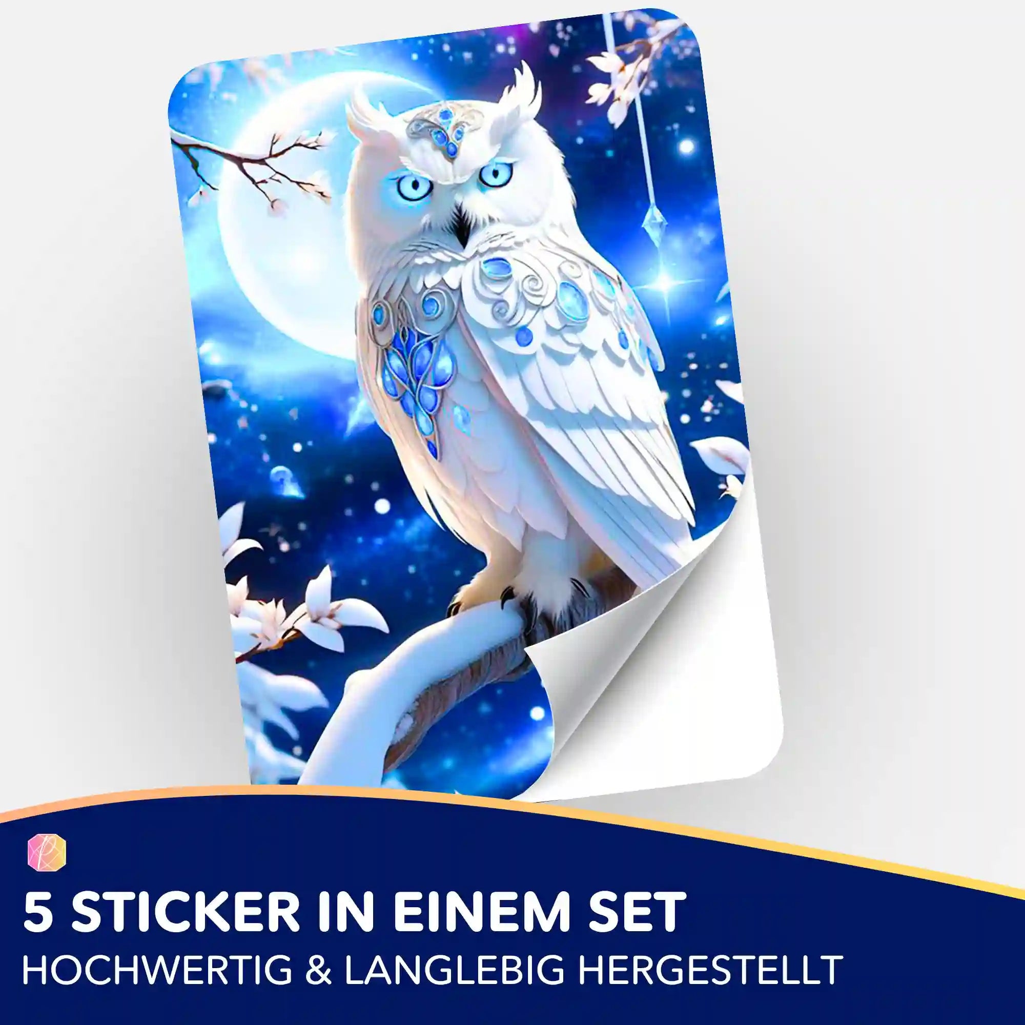 Aufkleber 5er-Set - Blue Eyes Owl