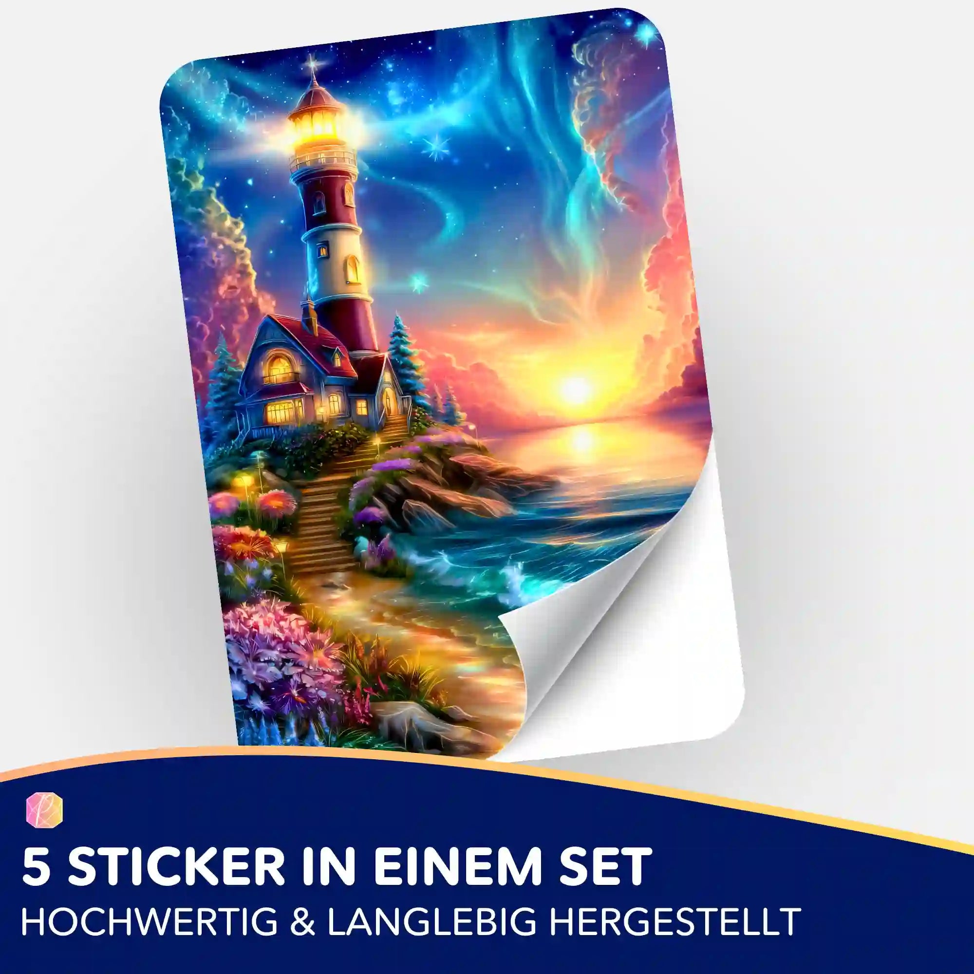 Picmondoo Aufkleber Set Wächter des Horizonts mit Leuchtturm Motiv für Diamond Painting Zubehör