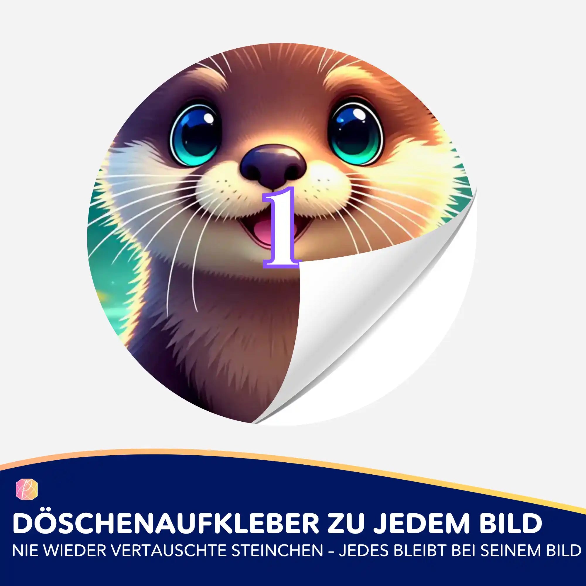 Runder Döschenaufkleber mit süßem Otter-Motiv als Zubehör für Diamond Painting Organisation und Steine-Sortierung