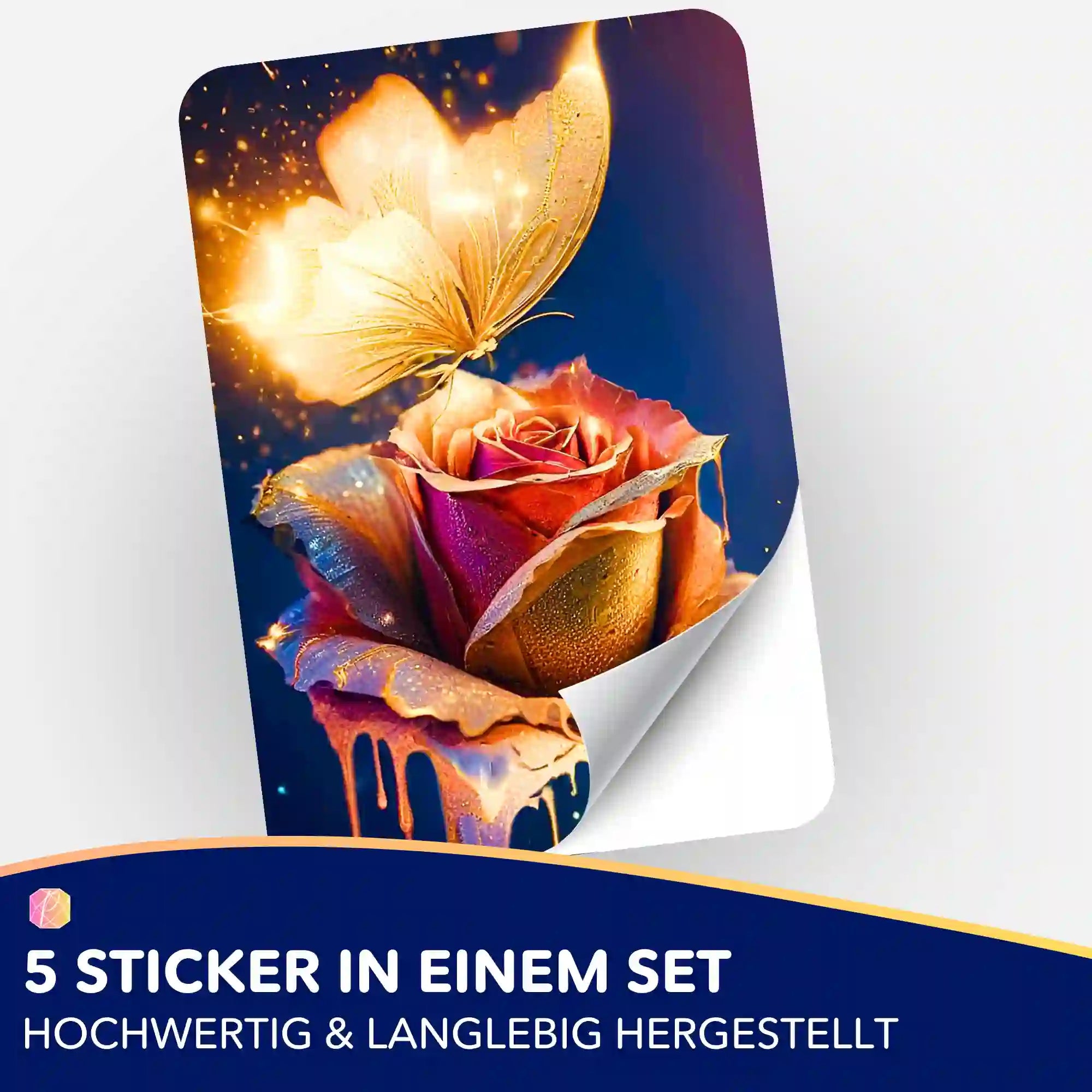 Aufkleber 5er-Set - Moni´s Special - Goldene Rose