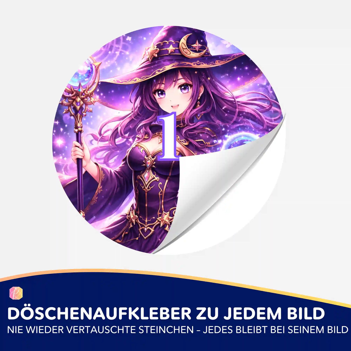 Runder Döschenaufkleber Celestara für Diamond Painting Zubehör zur geordneten Sortierung der Diamanten Farben.