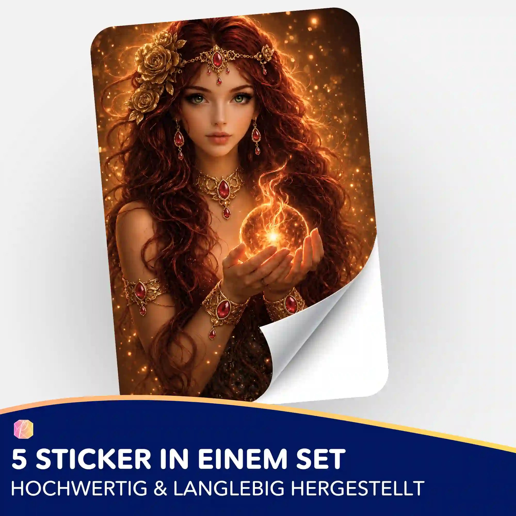 5er-Set Aufkleber Göttin der Sonne für Diamond Painting Organisation mit ästhetischem Fantasy-Motiv