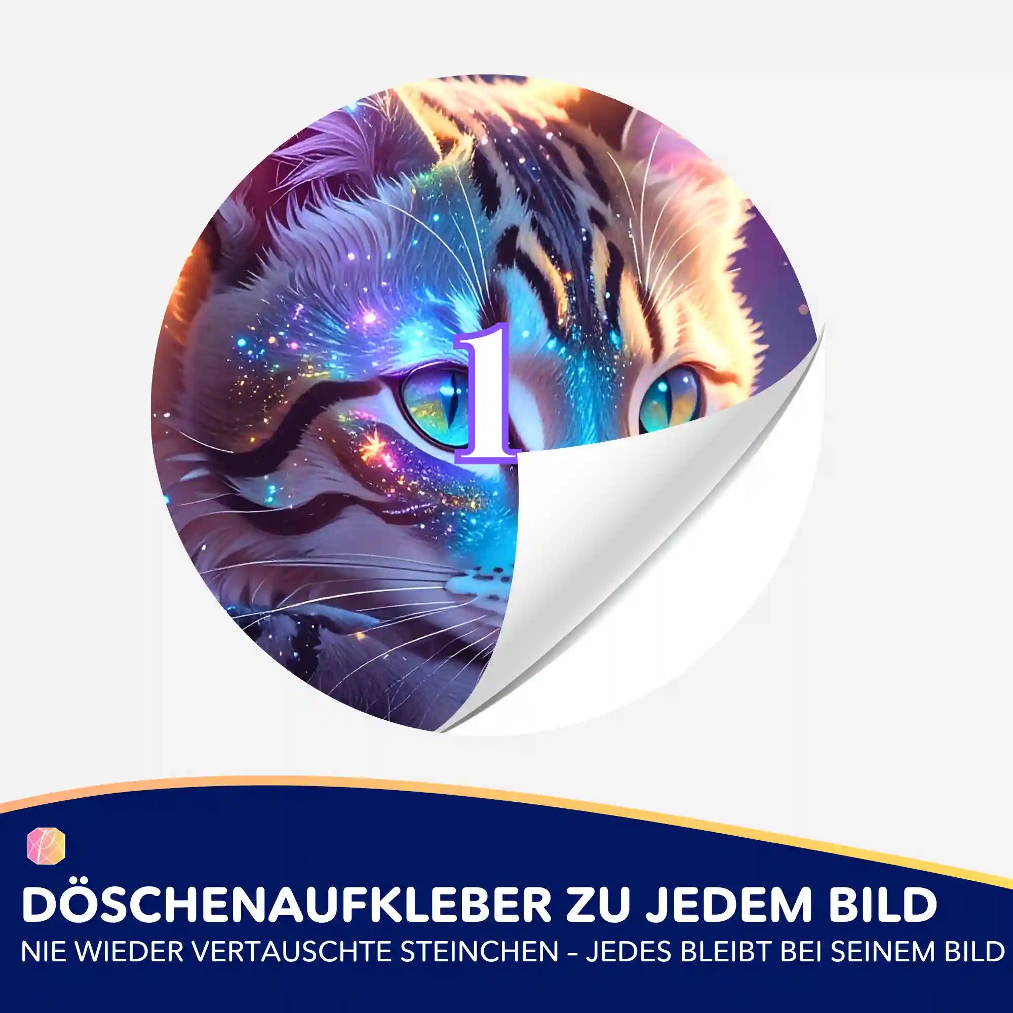 Bunter Döschenaufkleber Samtpfote für Diamond Painting Zubehör zur Ordnung von Diamanten Painting Steinen