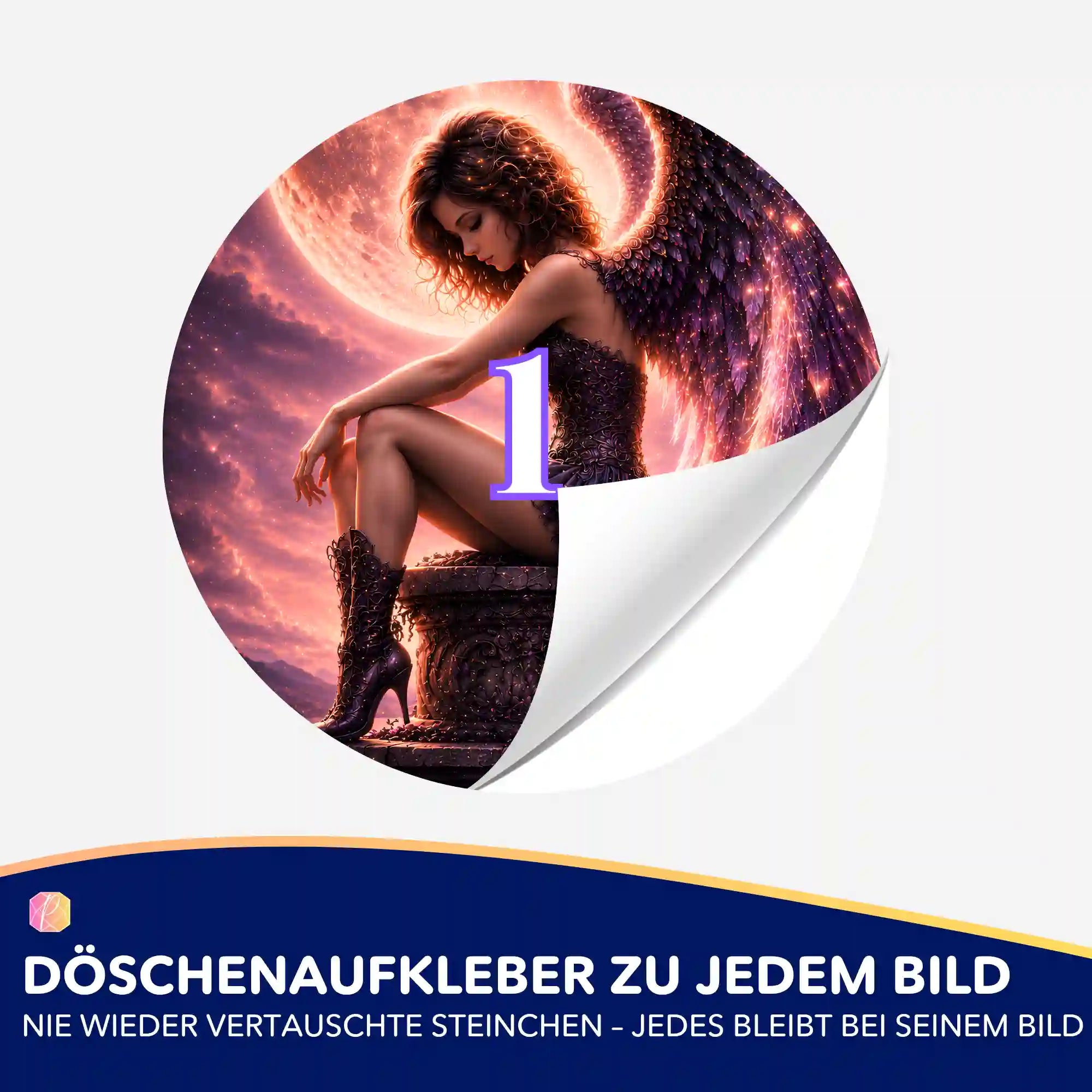 Döschenaufkleber Aurelia Nachtflügel zur Organisation von Diamond Painting Steinen für ein strukturiertes Bastelerlebnis