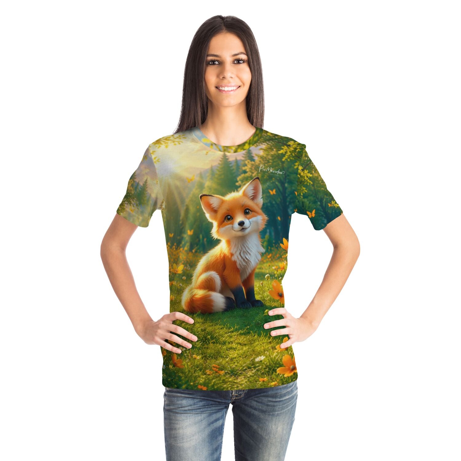 Frau trägt Dreamer T-Shirt mit liebevollem Foxy Casper Motiv, passend im Stil zu Diamond Painting und Malen nach Zahlen