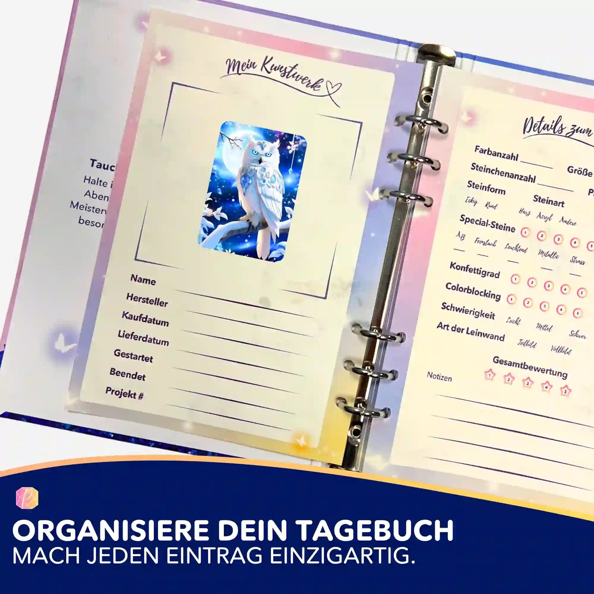 Aufkleber 5er-Set - Blue Eyes Owl