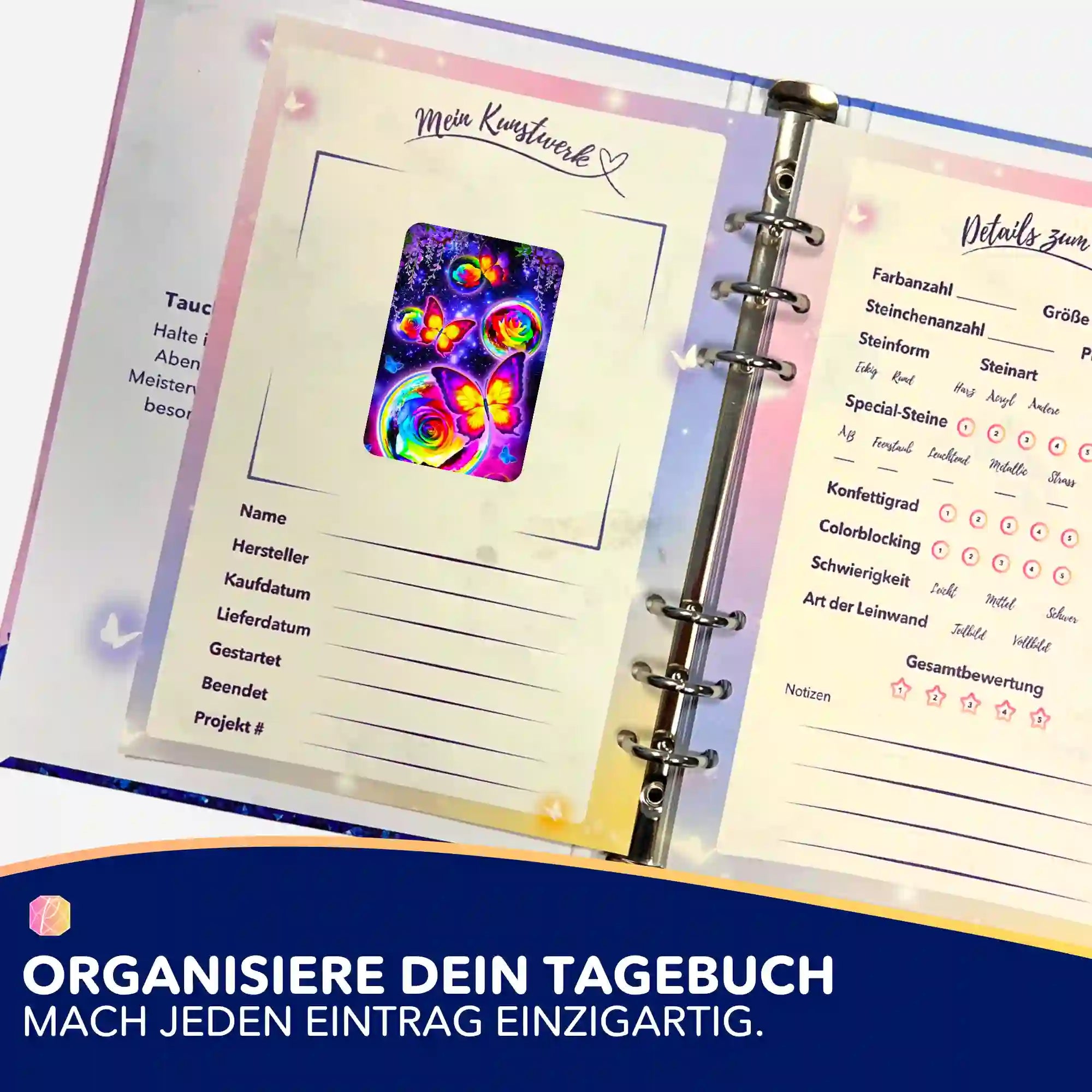 Aufkleber 5er-Set - Schmetterlingstanz im Mondschein