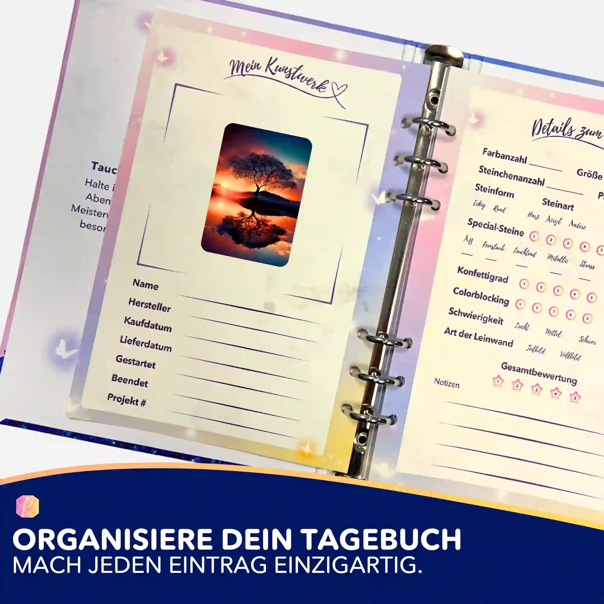 Aufkleber 5er-Set - Baum im Sonnenuntergang