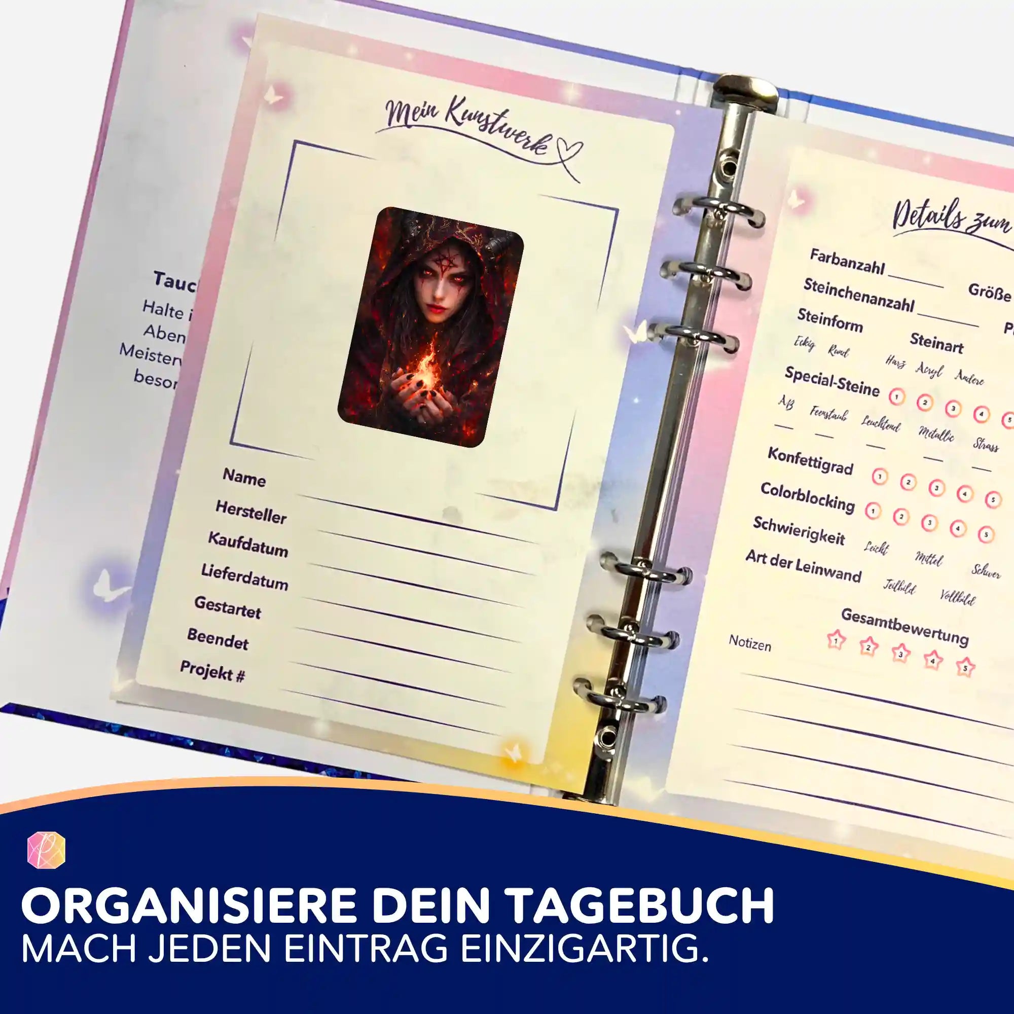 Lilith Sticker für Diamond Painting Tagebuch zur Organisation von Malen nach Zahlen und Diamanten Painting Projekten