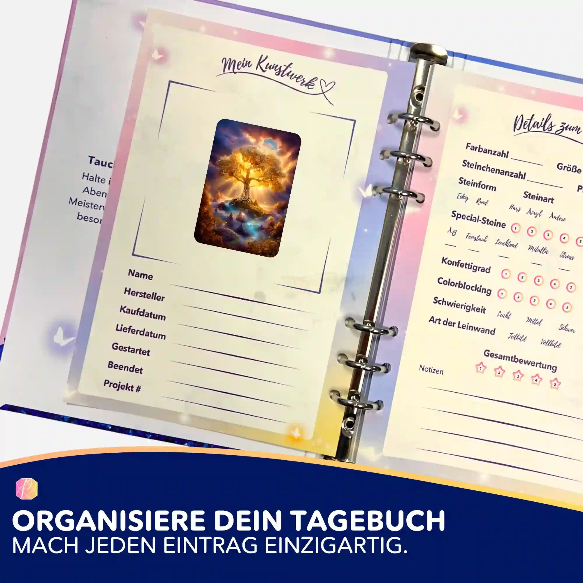 Diamond Painting Zubehör: stickerartiger Weltenbaum-Aufkleber für dein Bastel-Tagebuch zur Organisation deiner Kunstwerke.