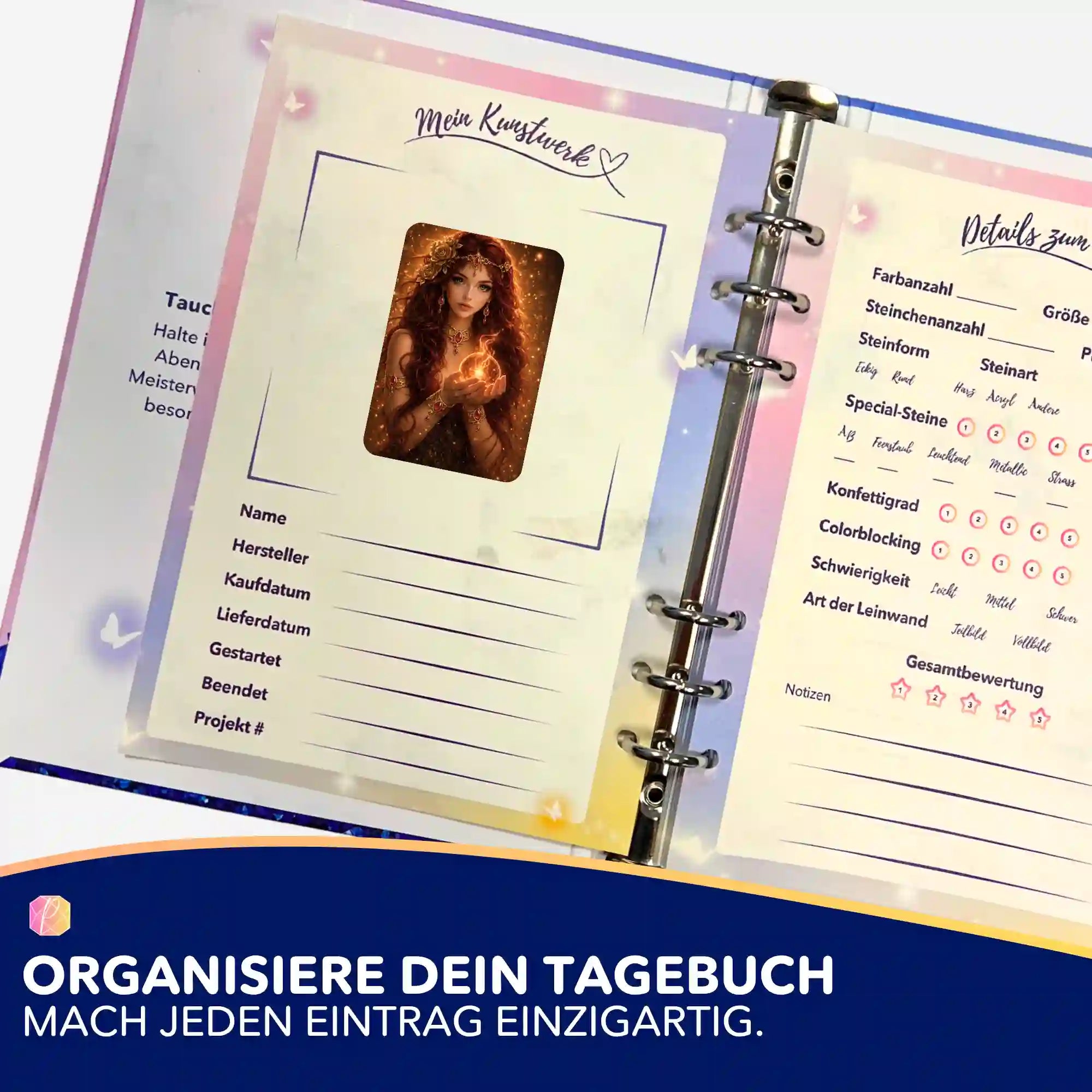 Göttin der Sonne Aufkleber für Diamond Painting Tagebuch zur Organisation von Bastelprojekten