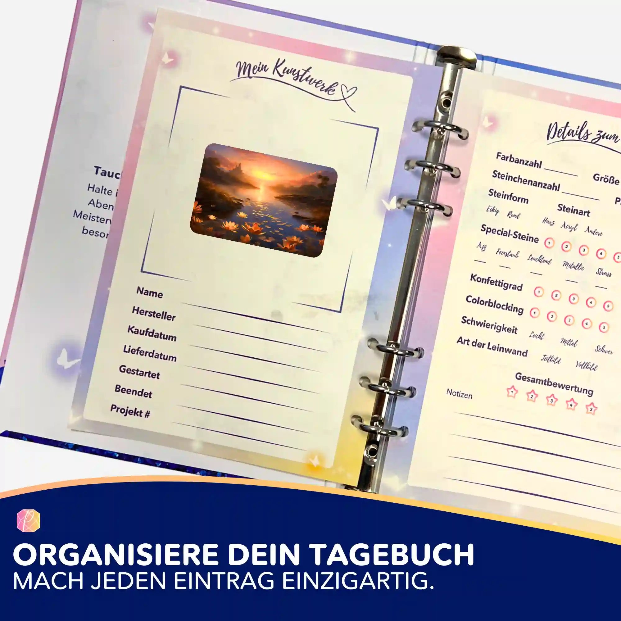 Picmondoo Sticker Wenn der Tag ausatmet zur Organisation im Diamond Painting Tagebuch für deine DIY-Projekte