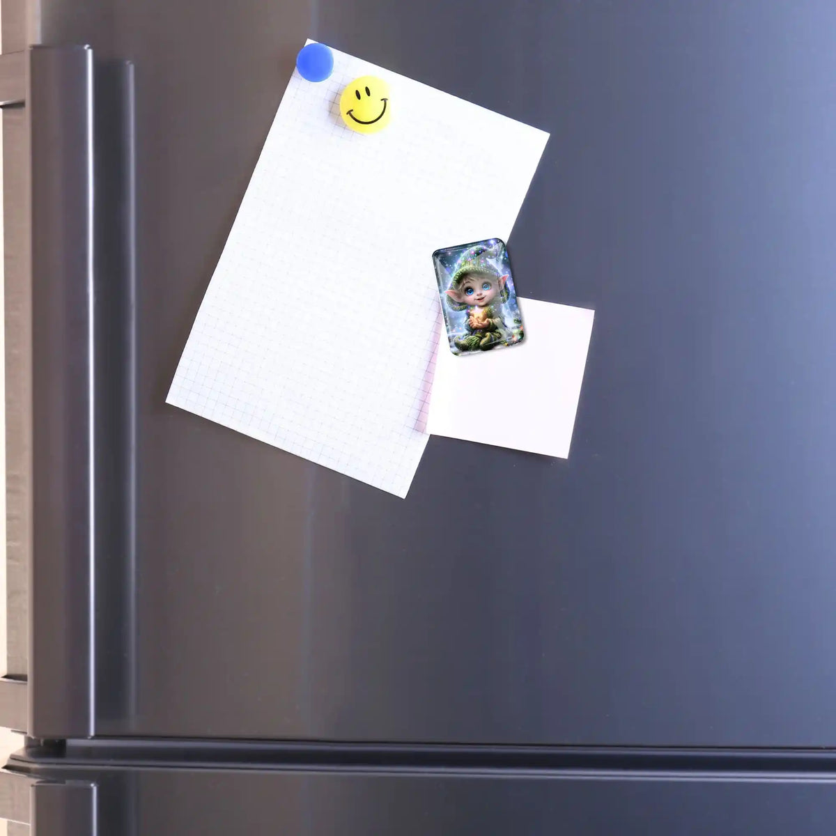 Magischer Coverminder mit Elfenmotiv für Diamond Painting als magnetischer Helfer an einer Kühlschranktür