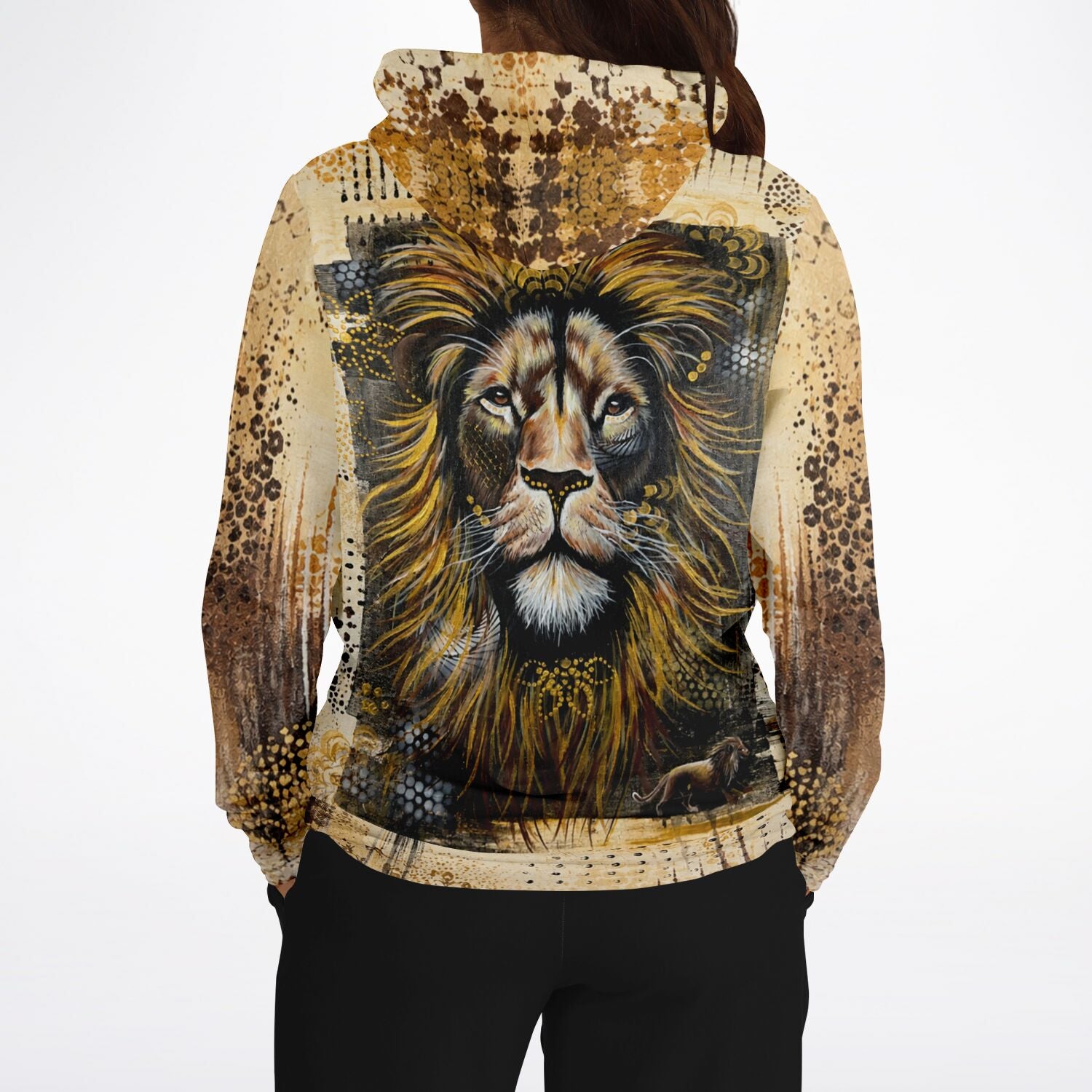 Dreamer Hoodie Erbe des Feuers mit Löwen-Motiv, das den Stil unserer Diamond Painting und Malen nach Zahlen Sets spiegelt