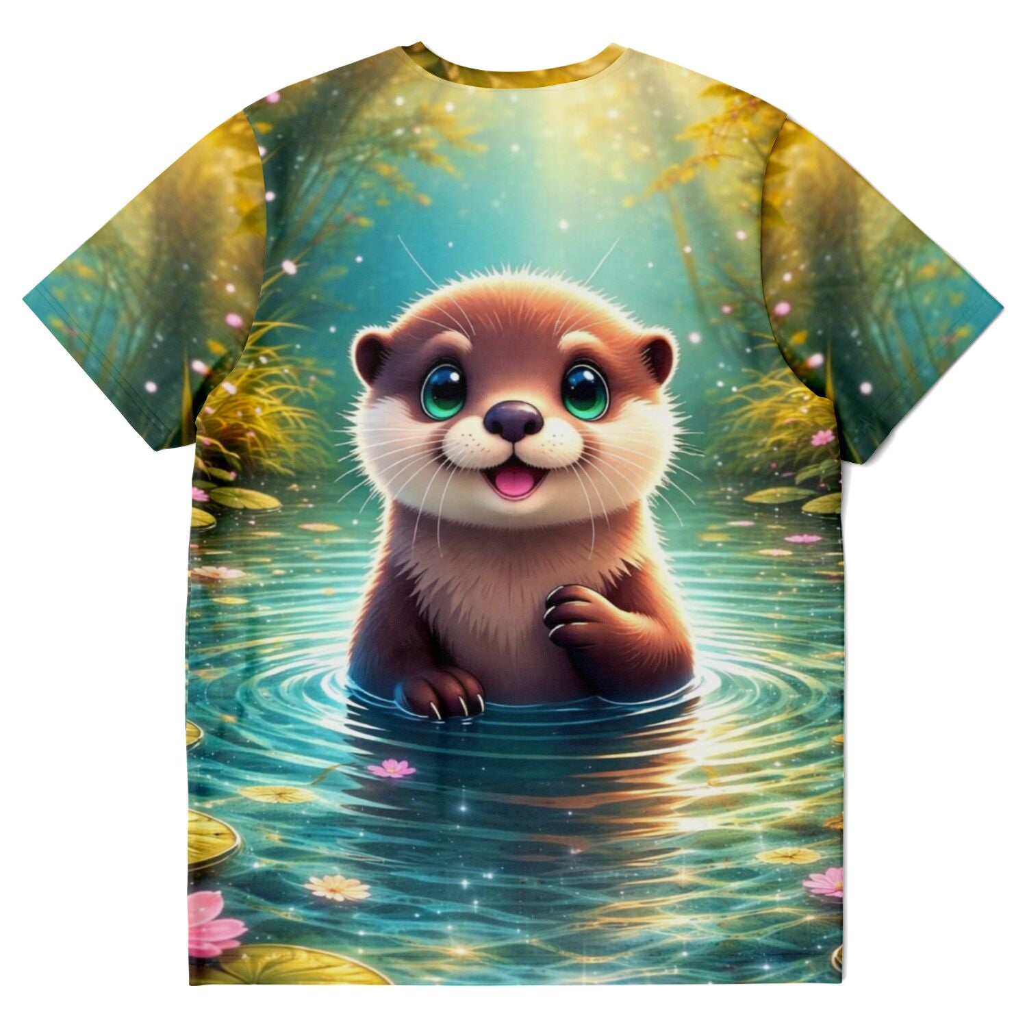 Dreamer T-Shirt mit süßem Otter-Motiv am See, wie in Diamond Painting oder Malen nach Zahlen für Erwachsene