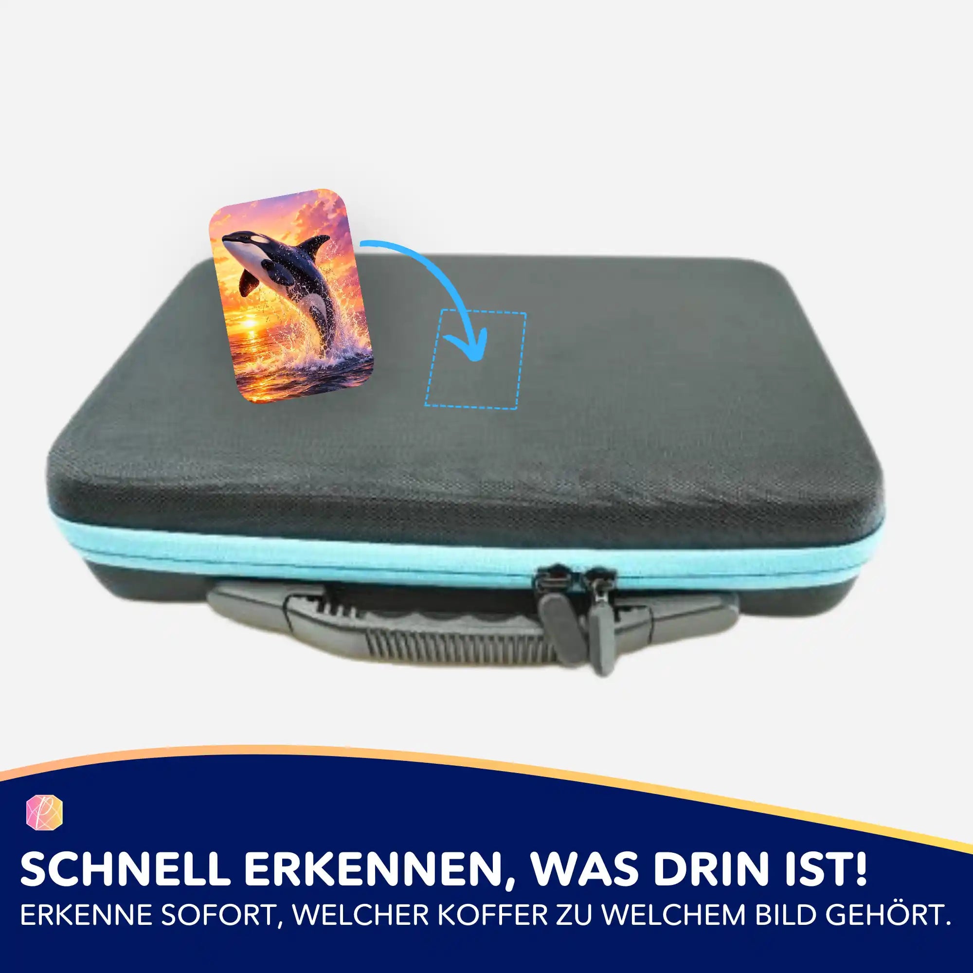 Picmondoo Sticker-Set zur Kennzeichnung von Diamond Painting Koffern mit Orka-Motiv zur besseren Organisation