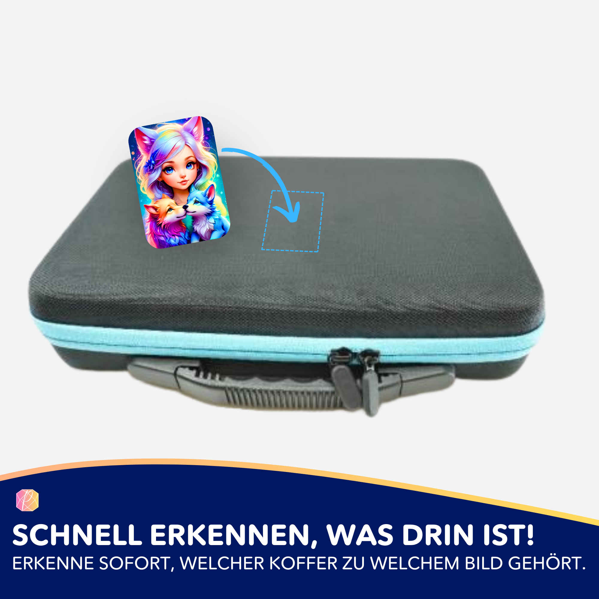 Picmondoo Wolfmädchen Finja Aufkleber zur Organisation von Diamond Painting Koffern und Zubehör