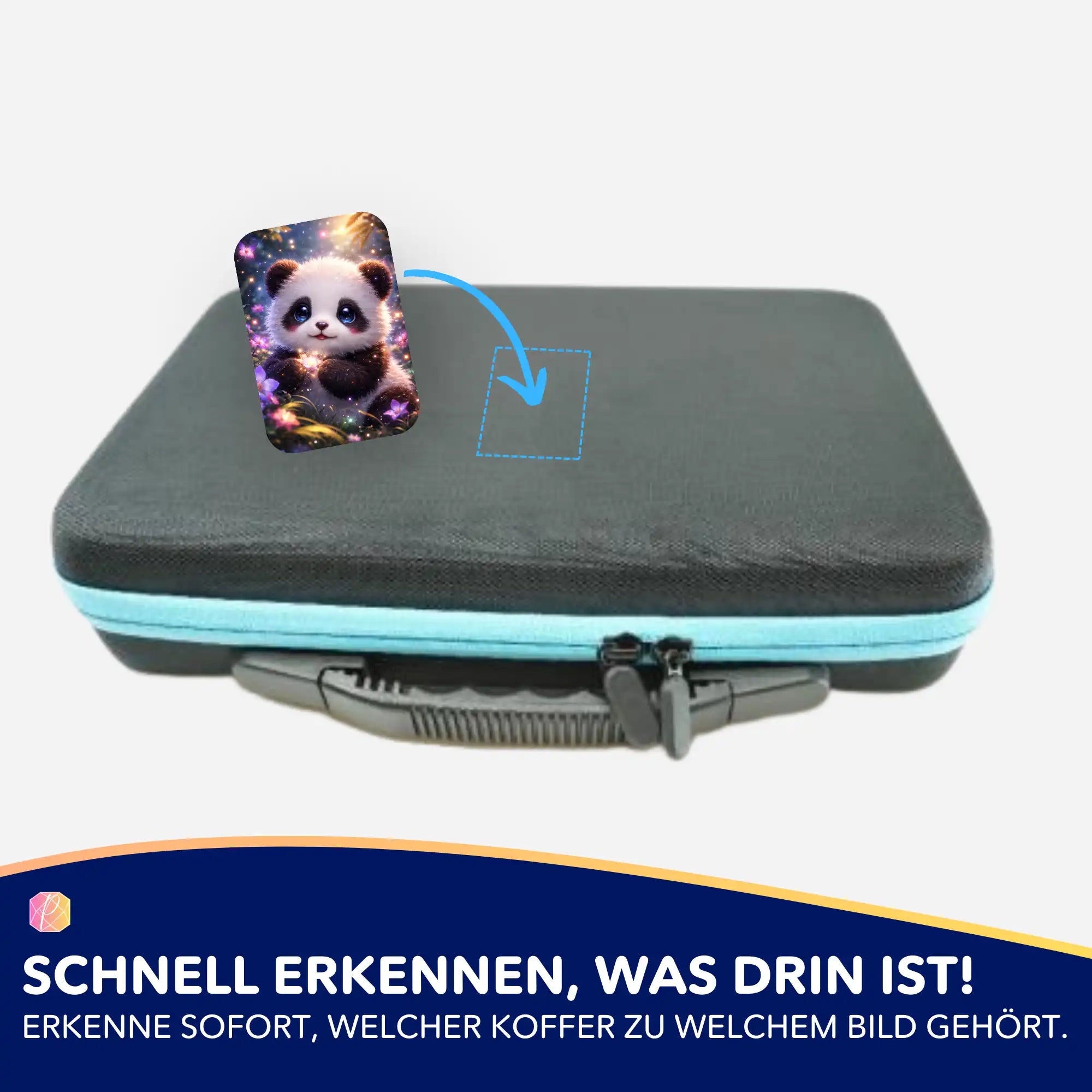 Panda-Aufkleber zur Organisation von Diamond Painting Koffern und Zubehör für dein nächstes kreatives DIY-Projekt.