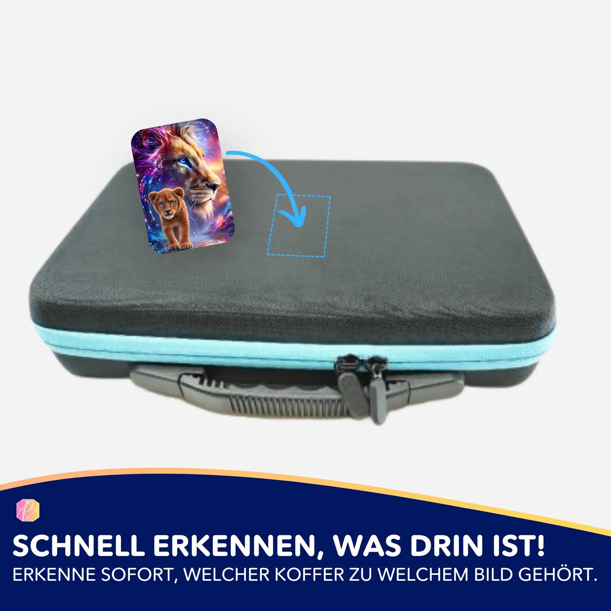Picmondoo Aufkleber-Set für Diamond Painting Koffer zur Organisation deiner Motive mit Löwen-Sticker