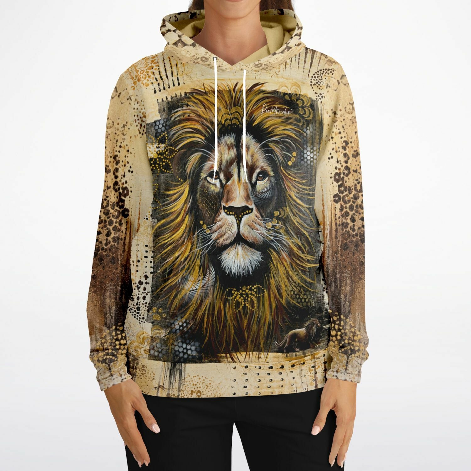 Dreamer Hoodie Erbe des Feuers mit detailreichem Löwen-Motiv im Stil von Diamond Painting und Malen nach Zahlen Kunst