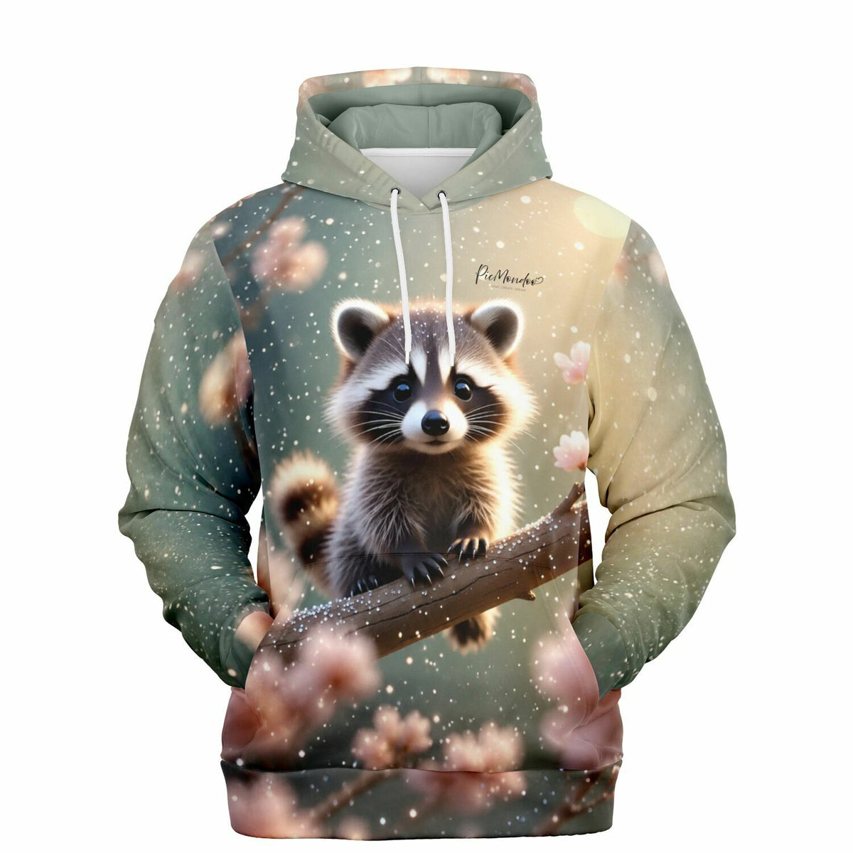 Dreamer Hoodie von Picmondoo mit niedlichem Waschbär-Motiv im Stil unserer Malen nach Zahlen und Diamond Painting Sets.