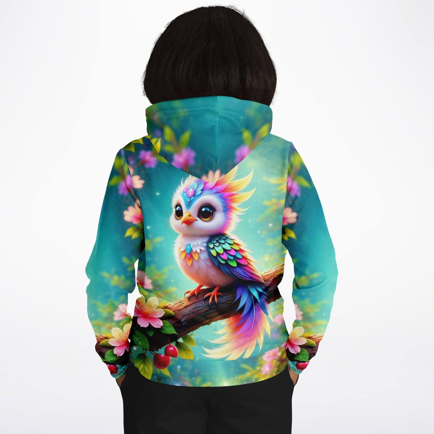 Hoodie mit buntem Vogel Motiv im Stil von Malen nach Zahlen und Diamond Painting Designs für Kunst-Fans
