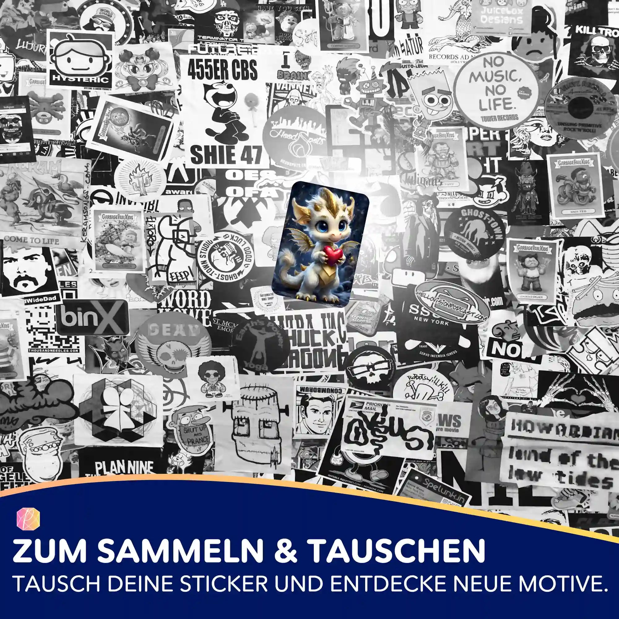 Picmondoo Diamond Painting Sticker mit süßem Drachenmotiv zum Sammeln und Verzieren von DIY Kunstwerken