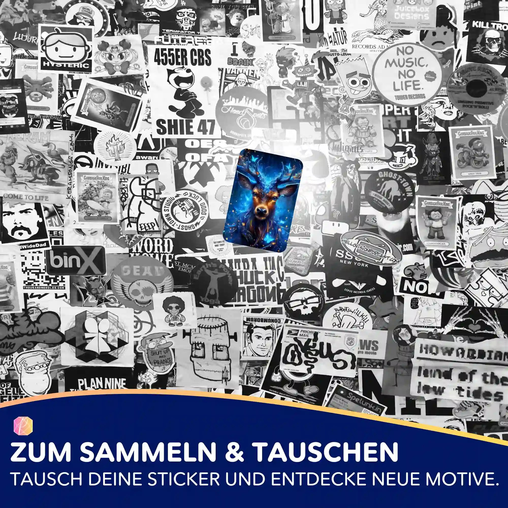 Buntes Wächter des Waldes Diamond Painting Motiv als Sticker für die Organisation deines Bastelzubehörs