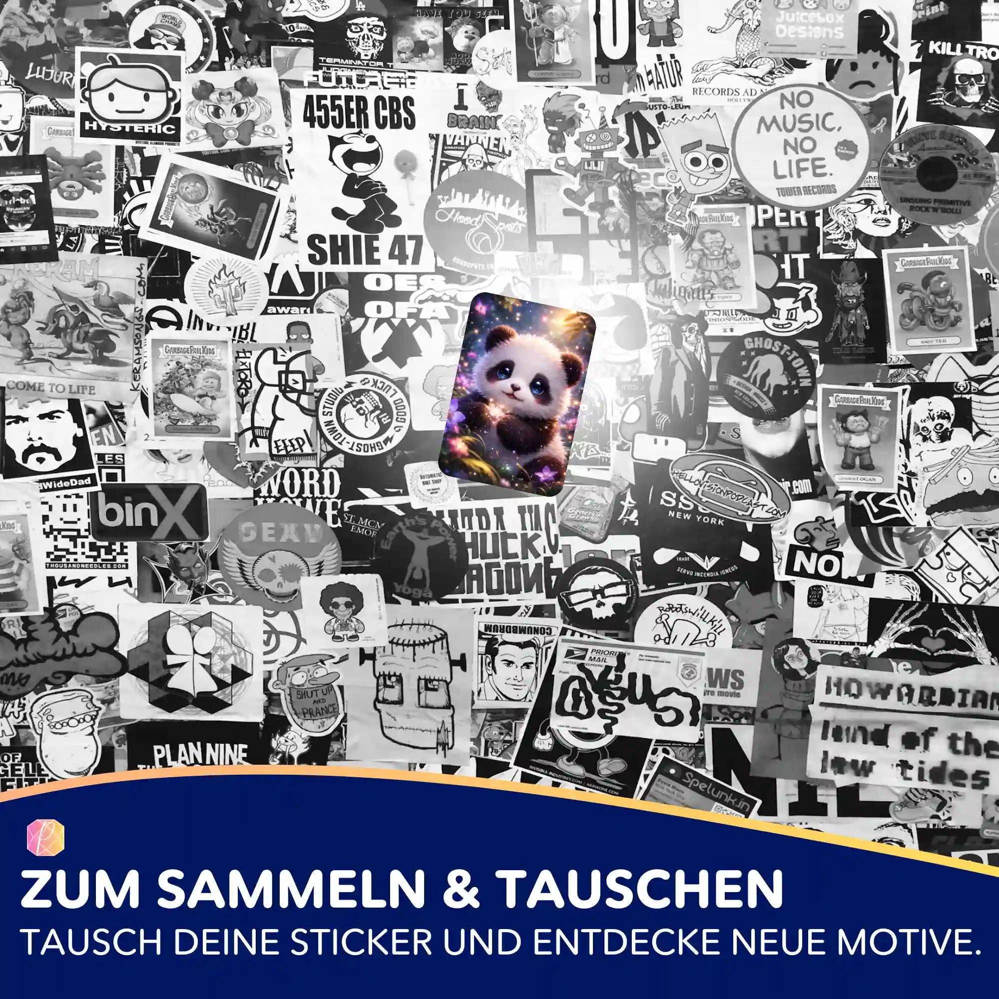 Buntes Panda-Sticker-Set von Picmondoo als Zubehör für Diamond Painting und kreative DIY-Bastelprojekte.