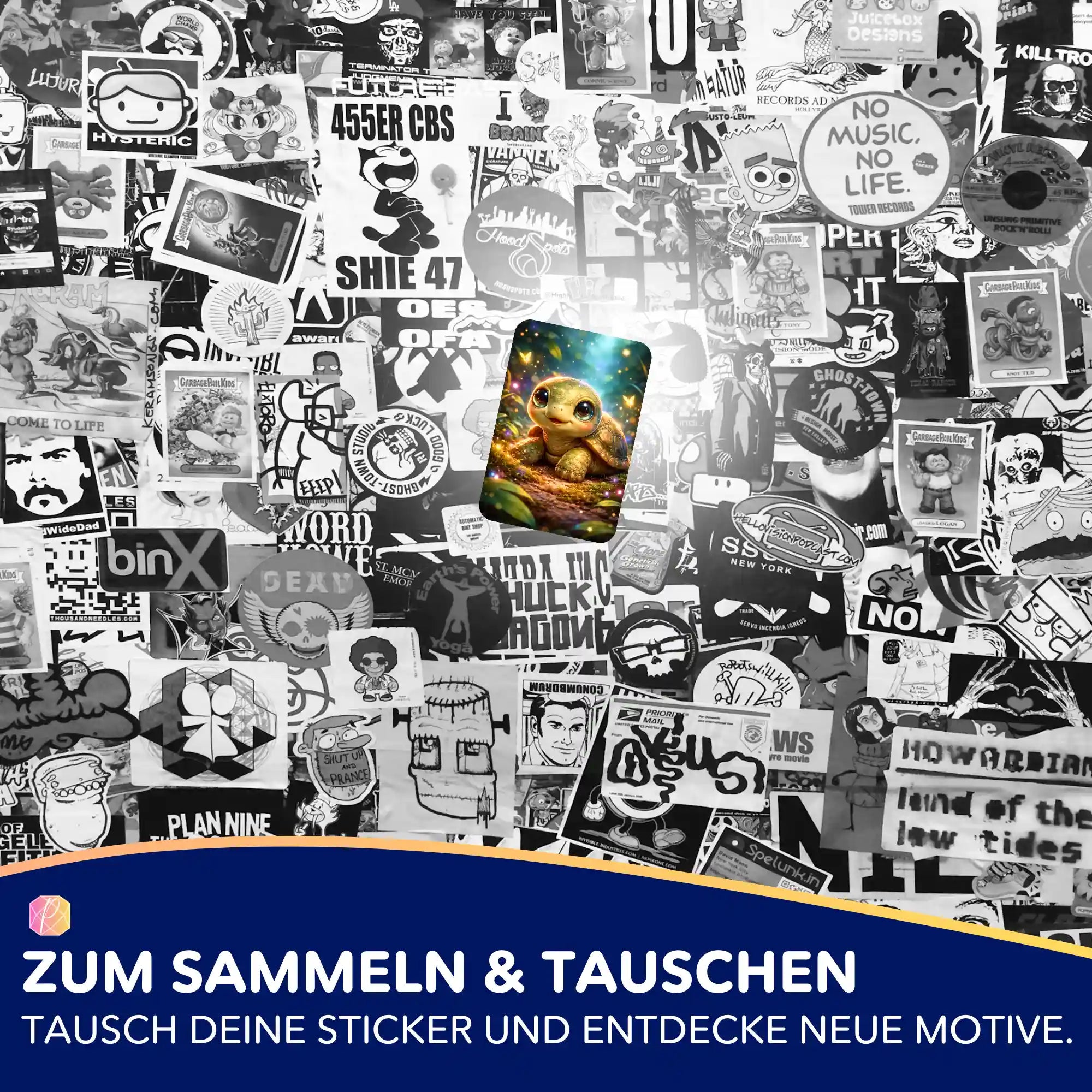 Buntes Schildkröten-Sticker-Set für Diamond Painting und Bastelprojekte von Picmondoo