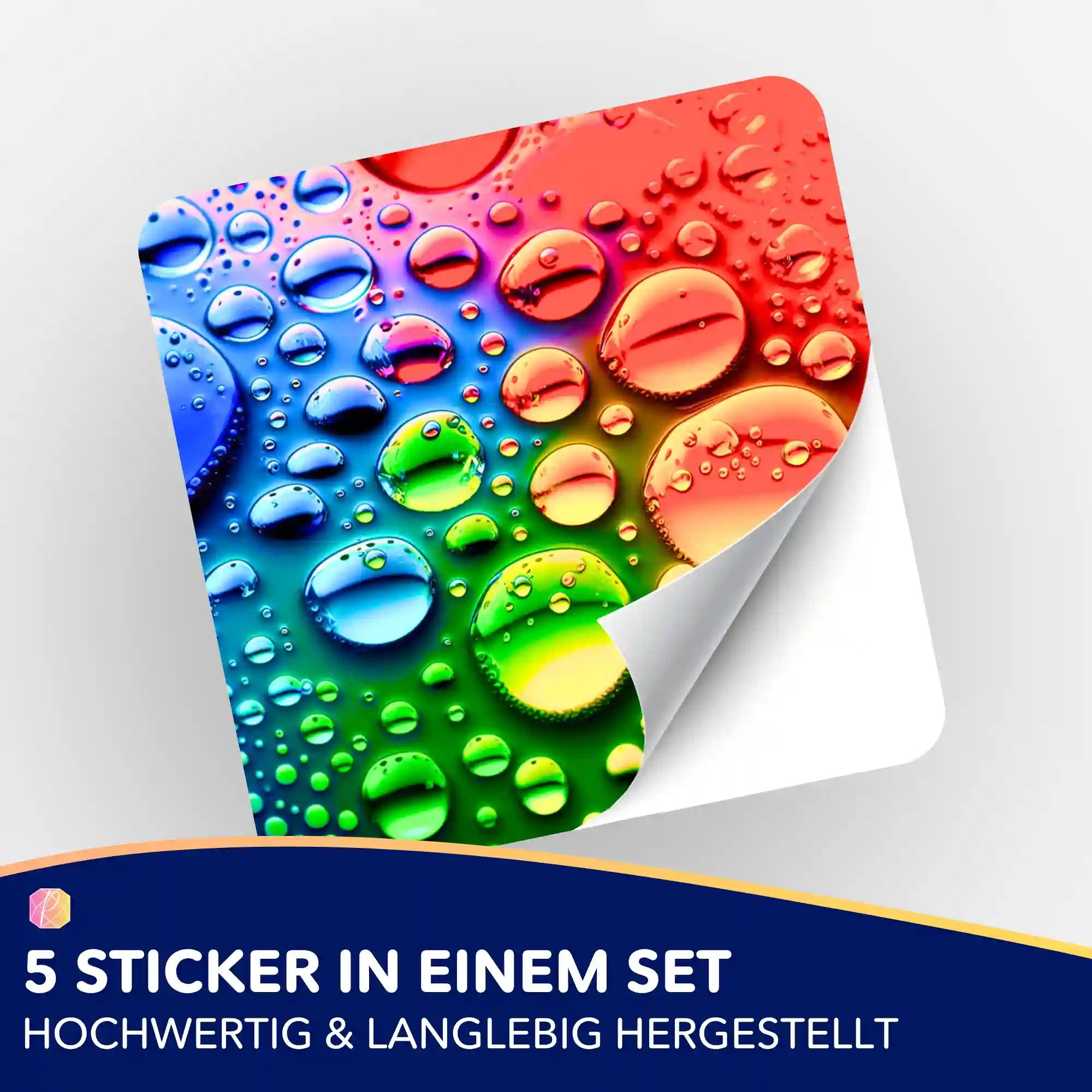 Aufkleber 5er-Set - Colorful Raindrops