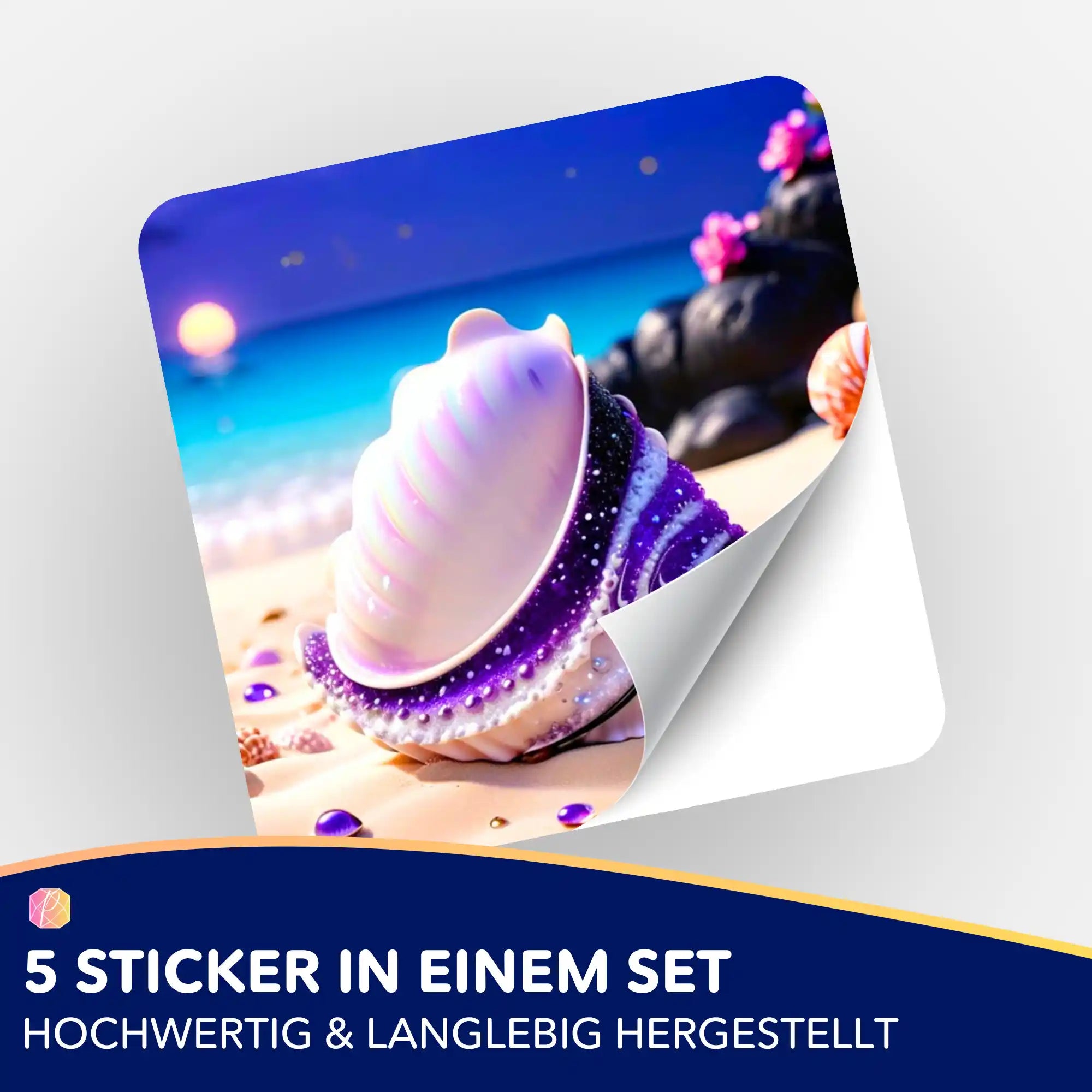 Aufkleber 5er-Set - Muschel Violett