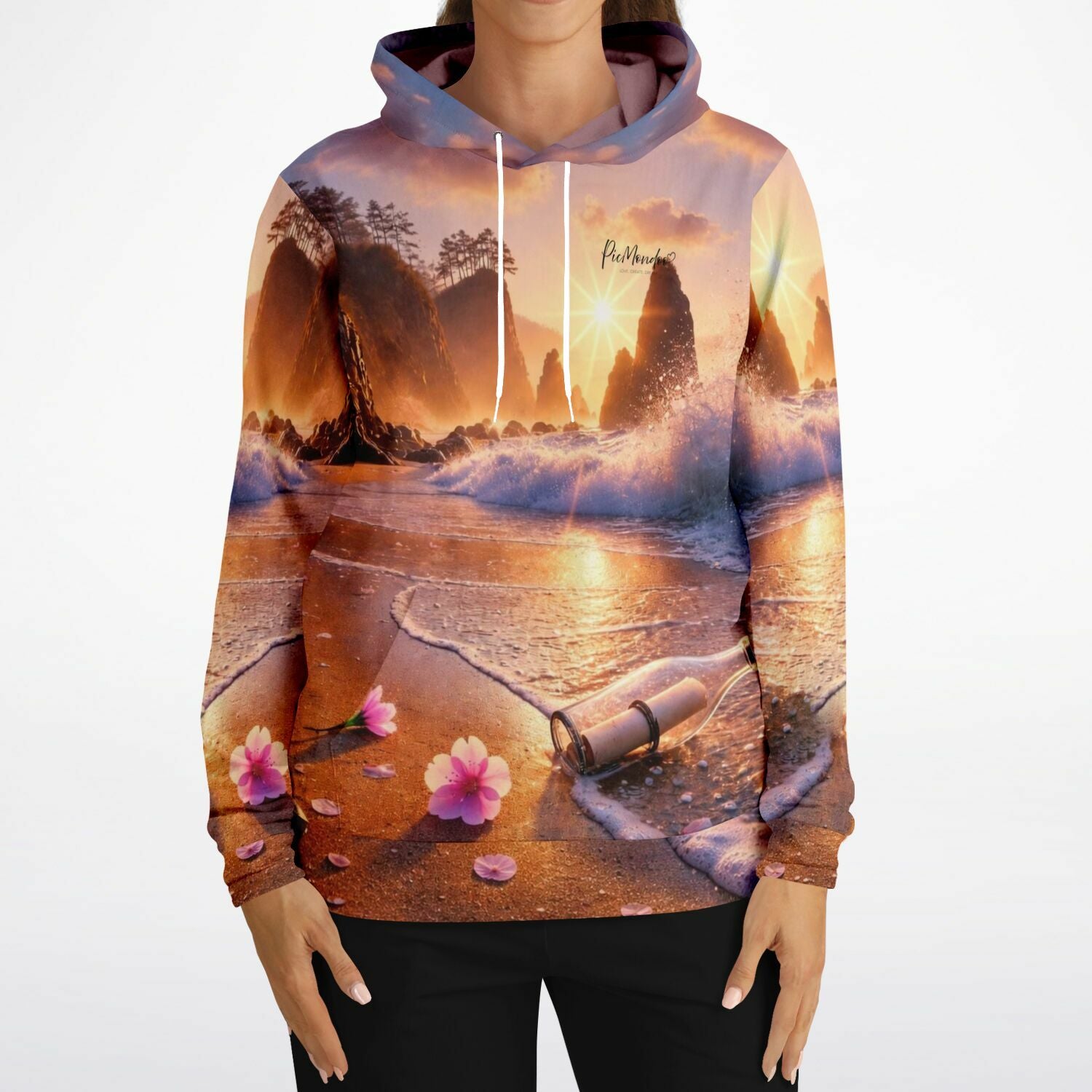 Dreamer Hoodie mit stimmungsvollem Meeresstrand-Motiv, perfekt für Fans von Diamond Painting und Malen nach Zahlen Designs.