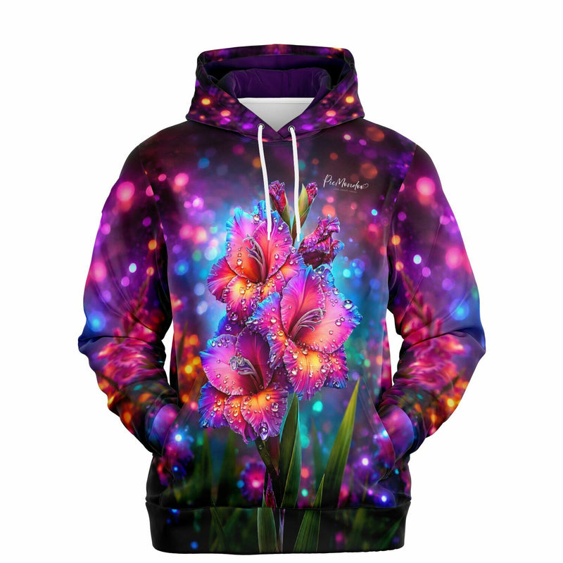 Dreamer Hoodie Morgentau mit farbenfrohem Blumen-Motiv im Stil von Diamond Painting und Malen nach Zahlen Kunstwerken