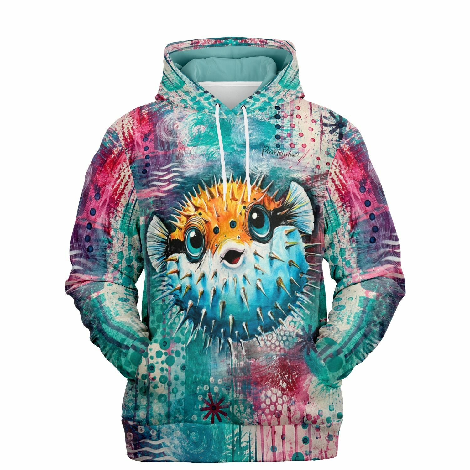 Dreamer Hoodie mit farbenfrohem Kugelfisch-Motiv im einzigartigen Design aus der Picmondoo Diamond Painting Kollektion