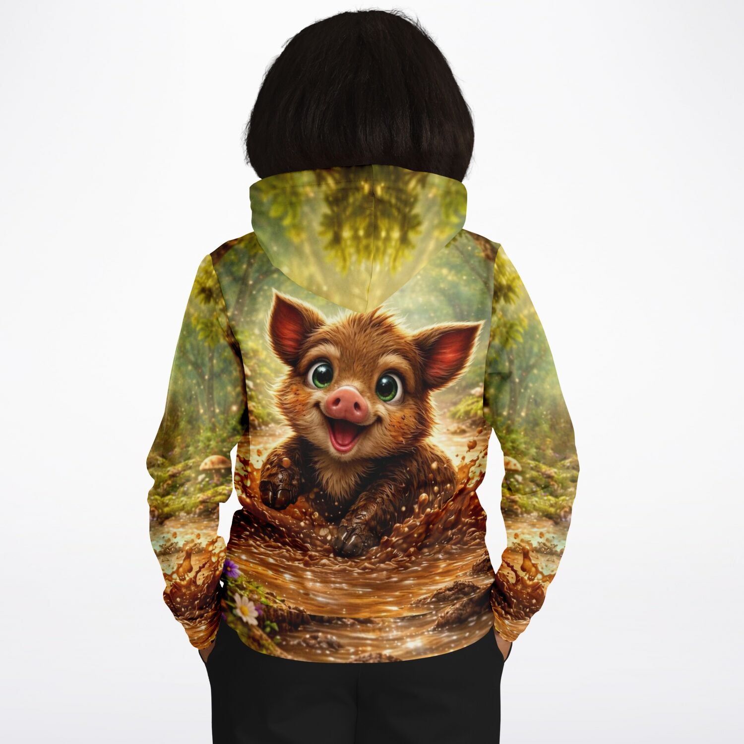 Dreamer Hoodie Pfützenglück mit niedlichem Wildschwein-Motiv, perfekt für Fans von Malen nach Zahlen und Diamond Painting