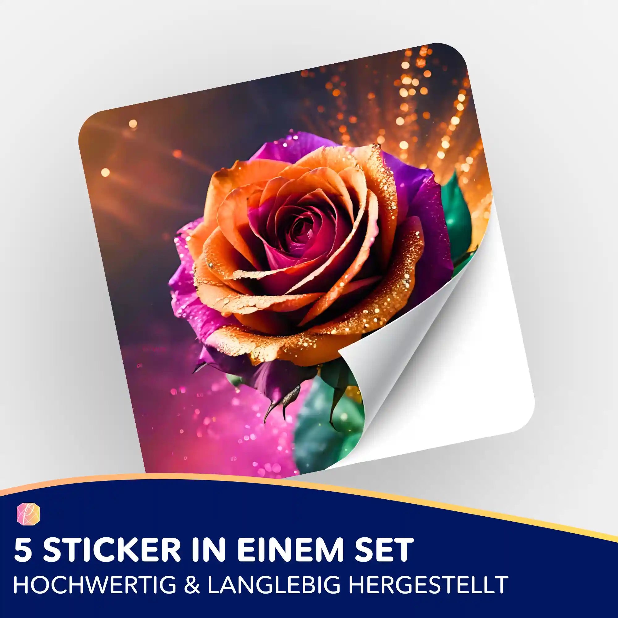 Aufkleber 5er-Set - Colorful Rose