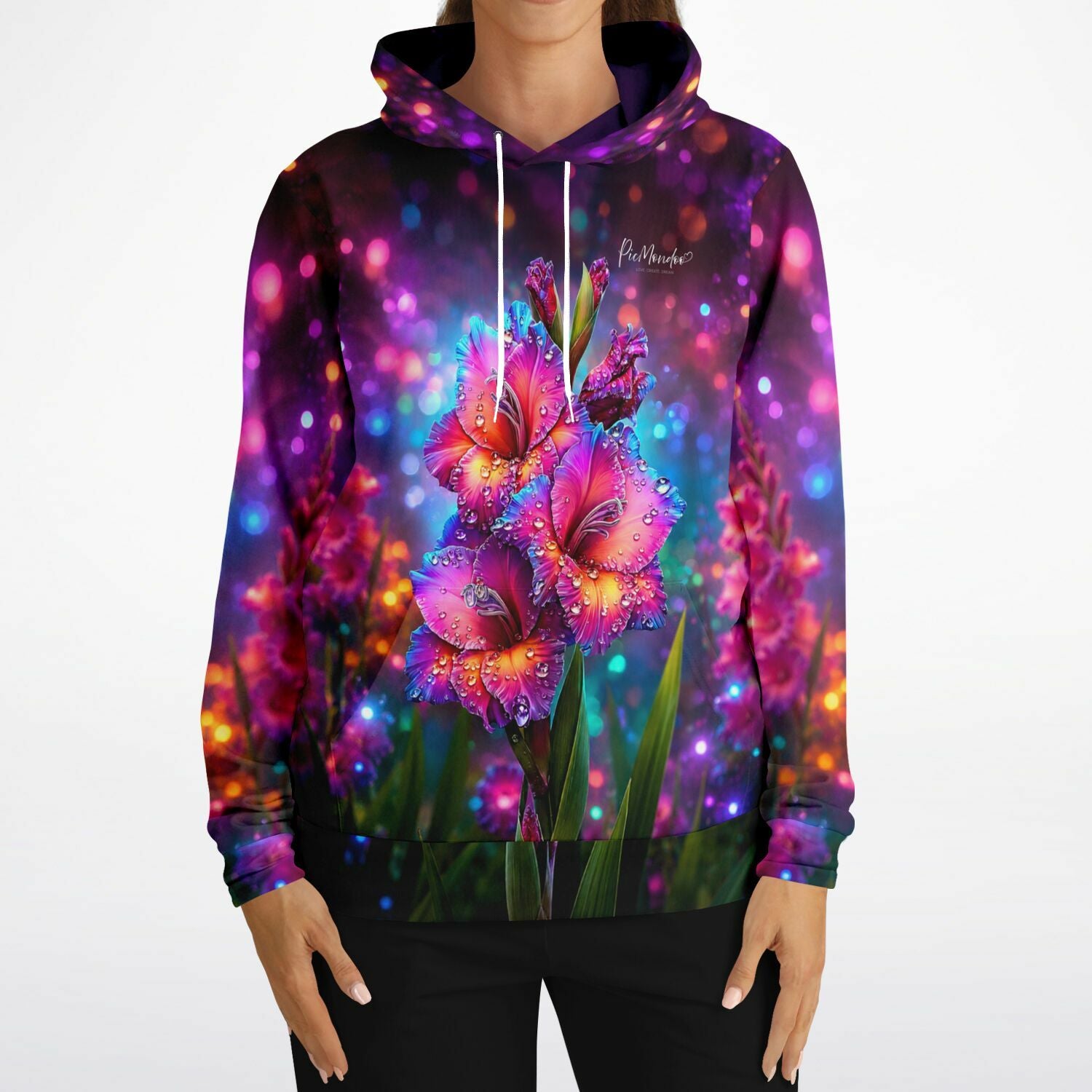 Dreamer Hoodie Morgentau mit farbenfrohem Blumenmotiv, ähnlich den Designs unserer Diamond Painting und Malen nach Zahlen