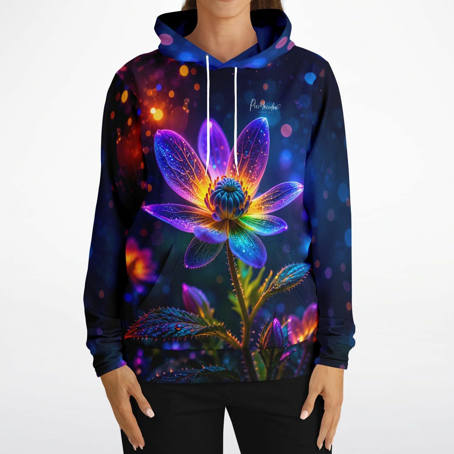 Dreamer Hoodie mit farbenfrohem, strahlendem Blumen-Motiv im Stil unserer Diamond Painting und Malen nach Zahlen Kunst