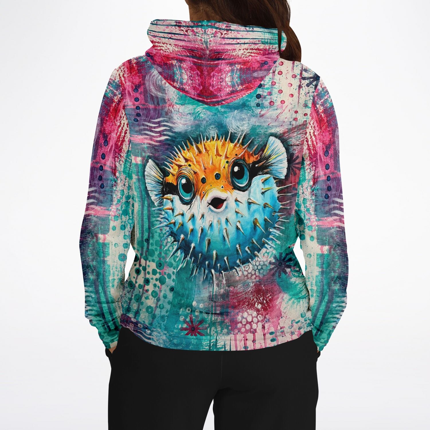 Hoodie mit buntem Kugelfisch-Motiv, perfekt für Fans von kreativen Malen nach Zahlen und Diamond Painting Designs