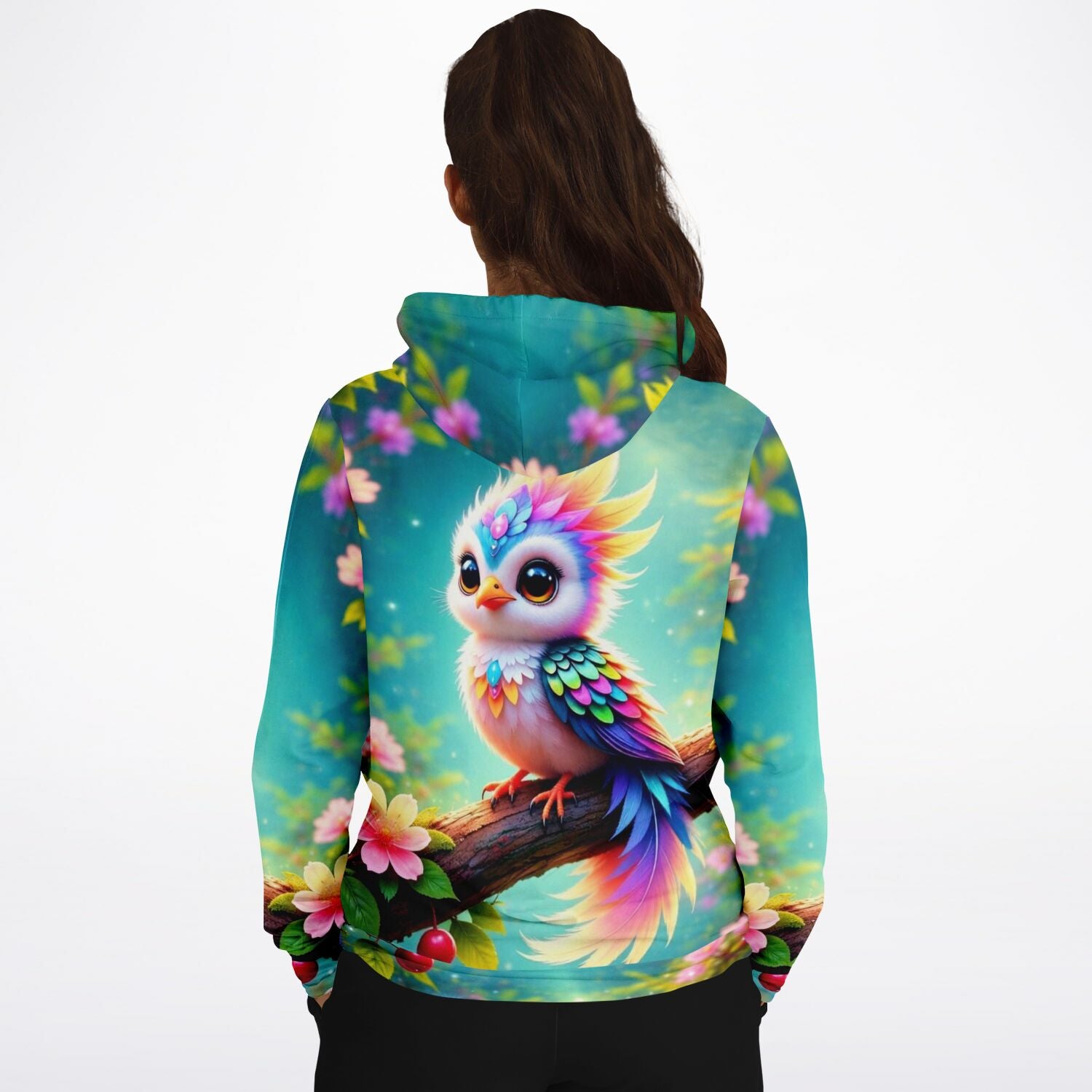 Dreamer Hoodie mit farbenfrohem Vogelmotiv im Diamond Painting Stil, ideal für Fans von Malen nach Zahlen Designs.